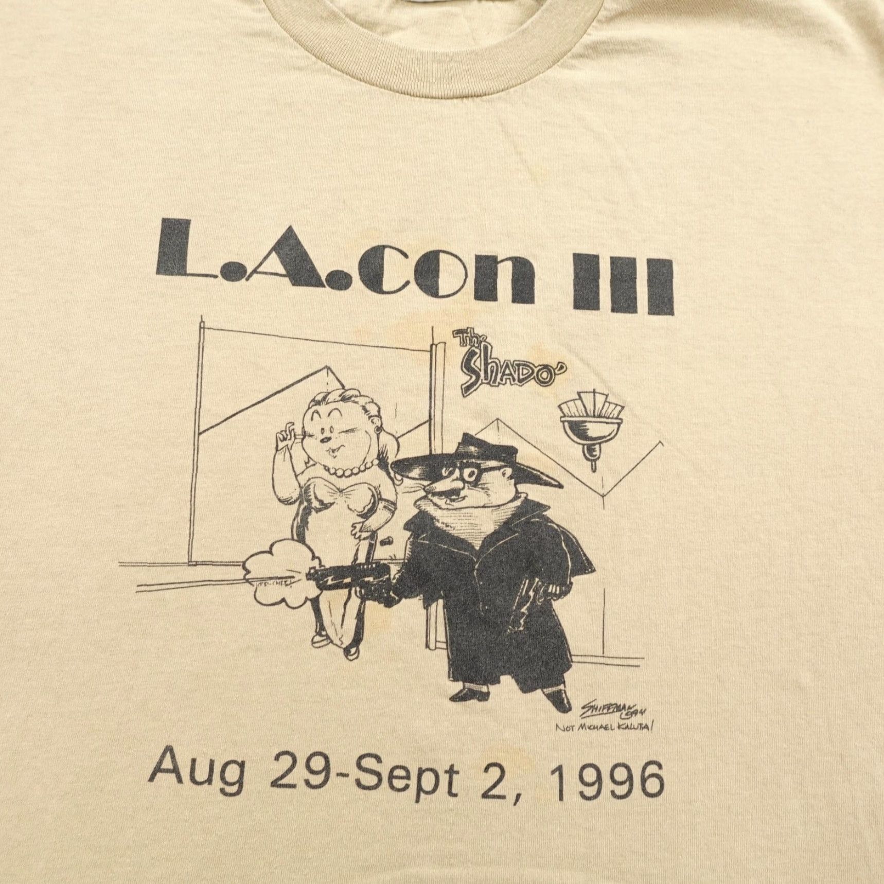 Gildan VINTAGE LA Con III Shirt Mens XL Beige Gopher 1996 Sci Fi Convention Tee 90s Size US XL / EU 56 / 4 - 2 Thumbnail