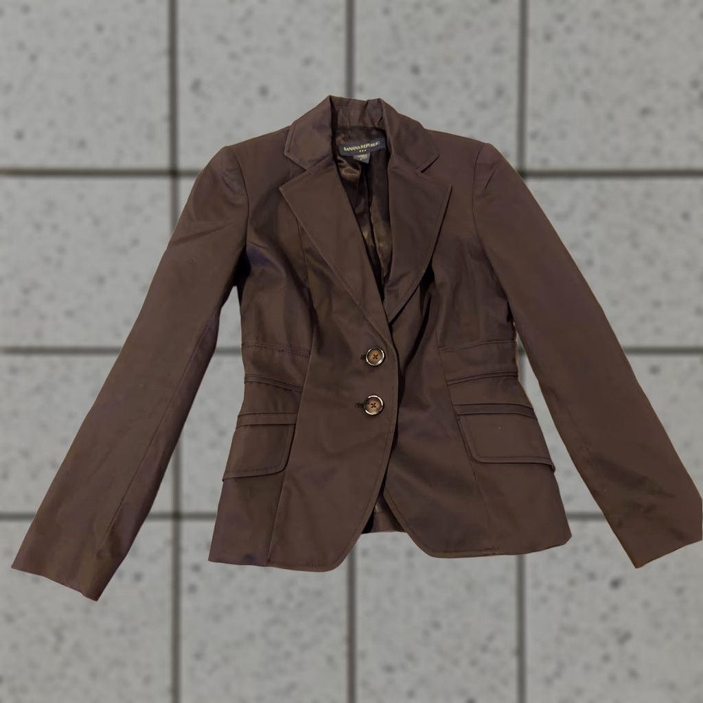 Banana Republic Womens Banana Republic Blazer Jacket Gray 0 Cotton Regular Womens Blazer 0 Gray Basic Jacket Size XS / US 0-2 / IT 36-38 - 1 Thumbnail