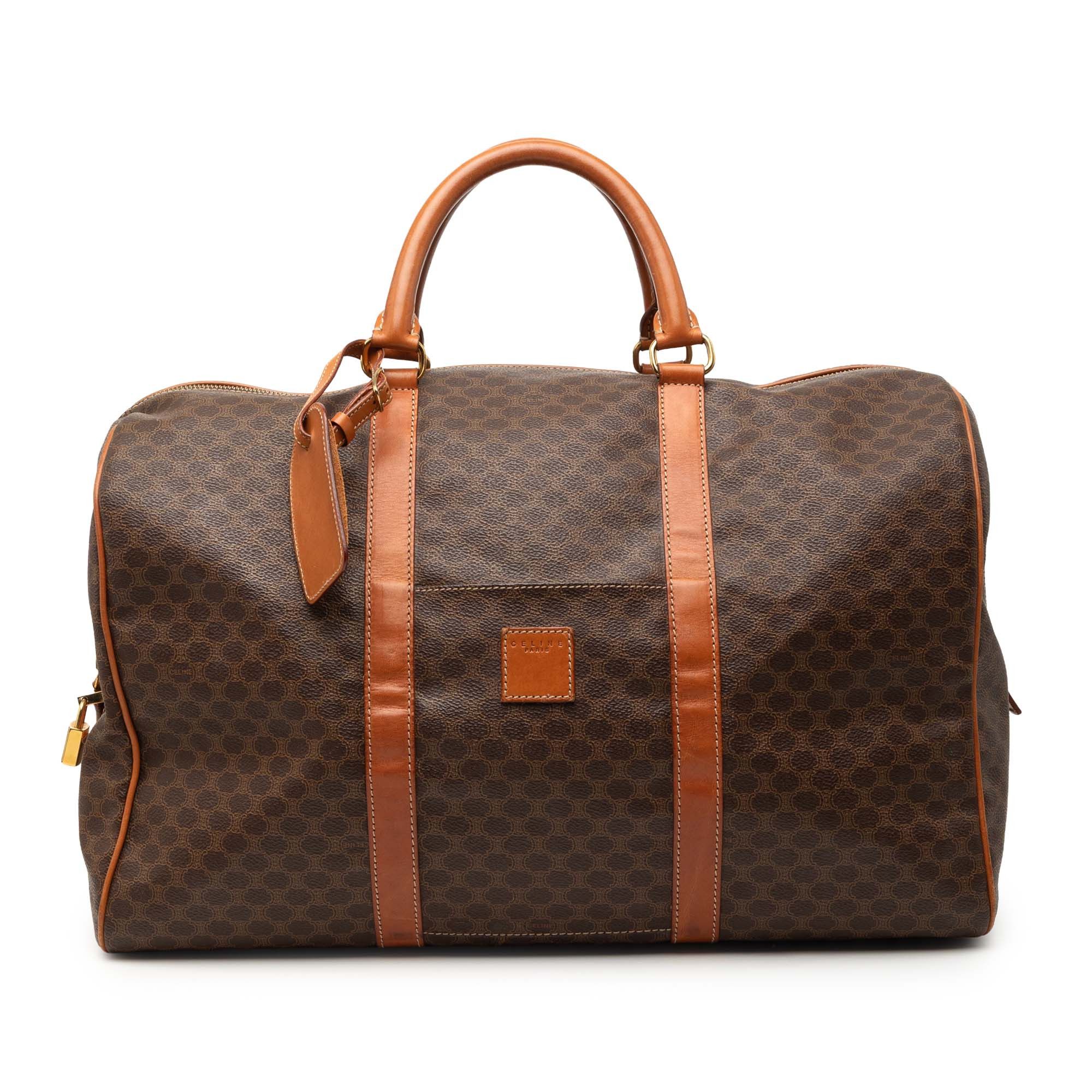Celine Macadam Coated Canvas Travel Bag in Brown, Women's