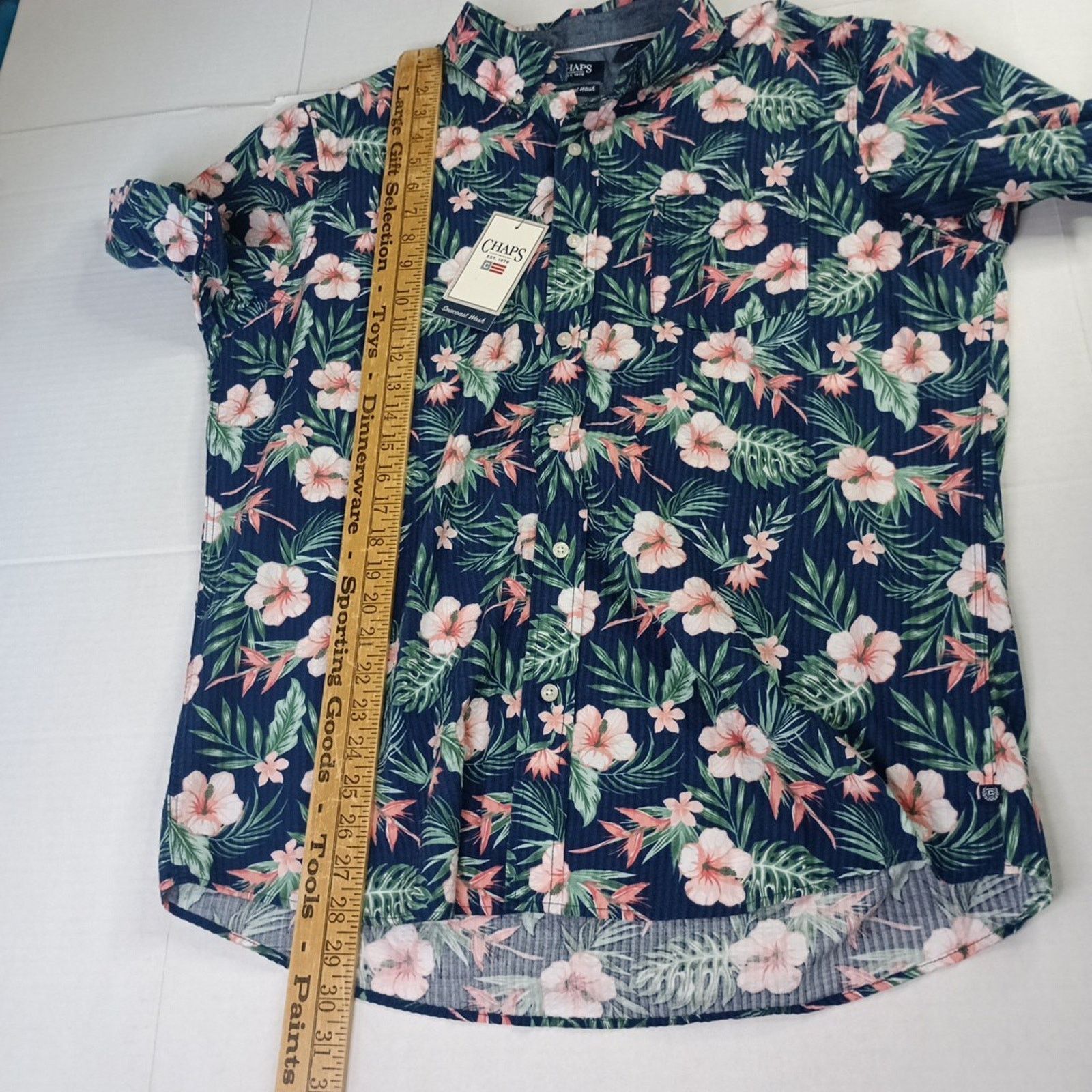 Chaps Chaps Floral Seersucker Woven Shirt Men's Size L Navy Size US L / EU 52-54 / 3 - 5 Thumbnail