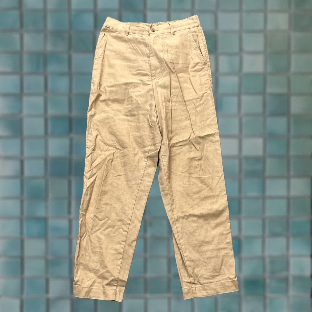 Uniqlo Uniqlo Pants Womens Small Beige Linen Cotton Tapered Leg High Waist Regular Fit Casual Beach Bohemian Preppy 28in Inseam 25in Size 28" / US 6 / IT 42 - 1 Thumbnail