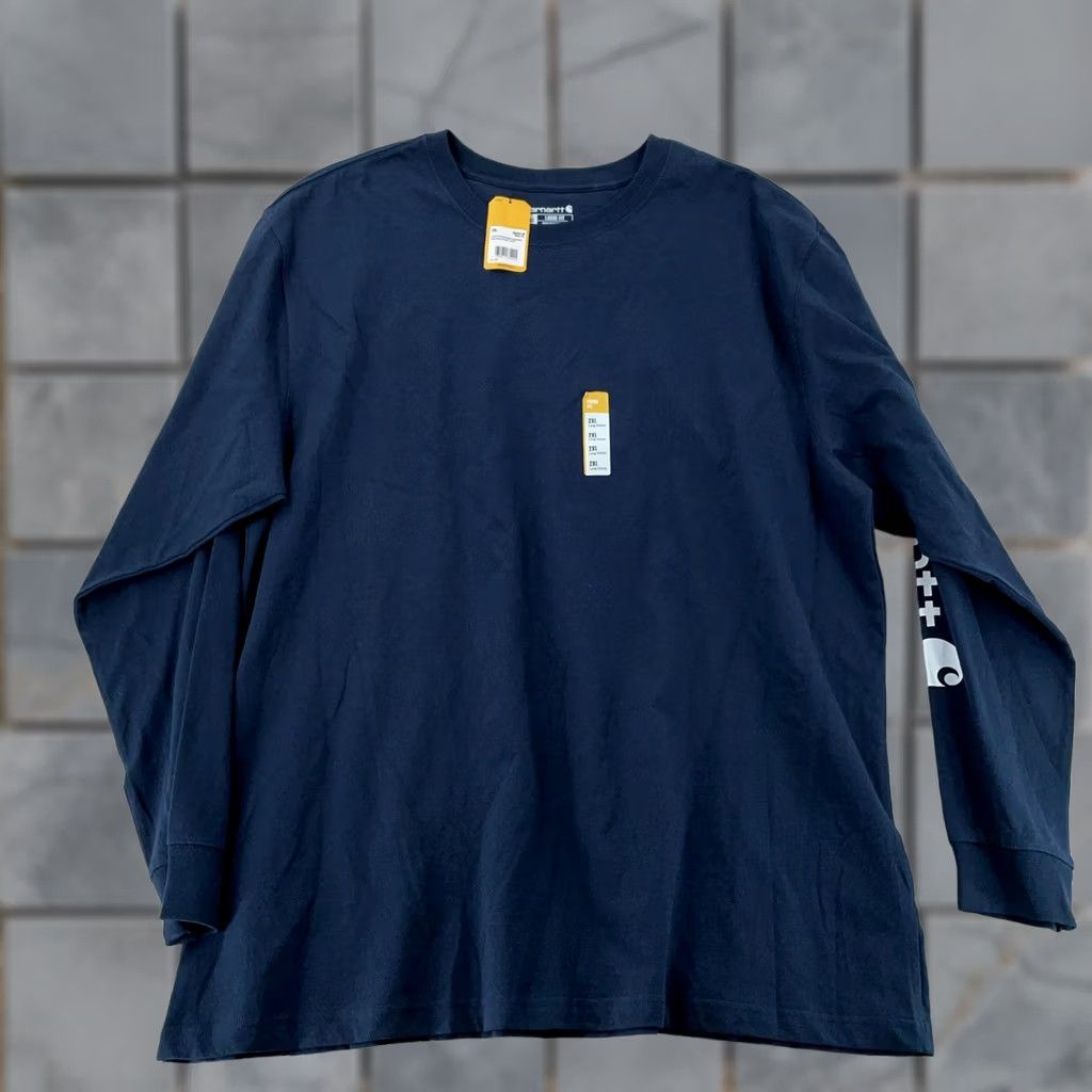 Carhartt Carhartt Shirt Mens 2XL Navy Loose Fit Heavyweight Long Sleeve Crew Neck K231 NVY Size US XXL / EU 58 / 5 - 1 Thumbnail