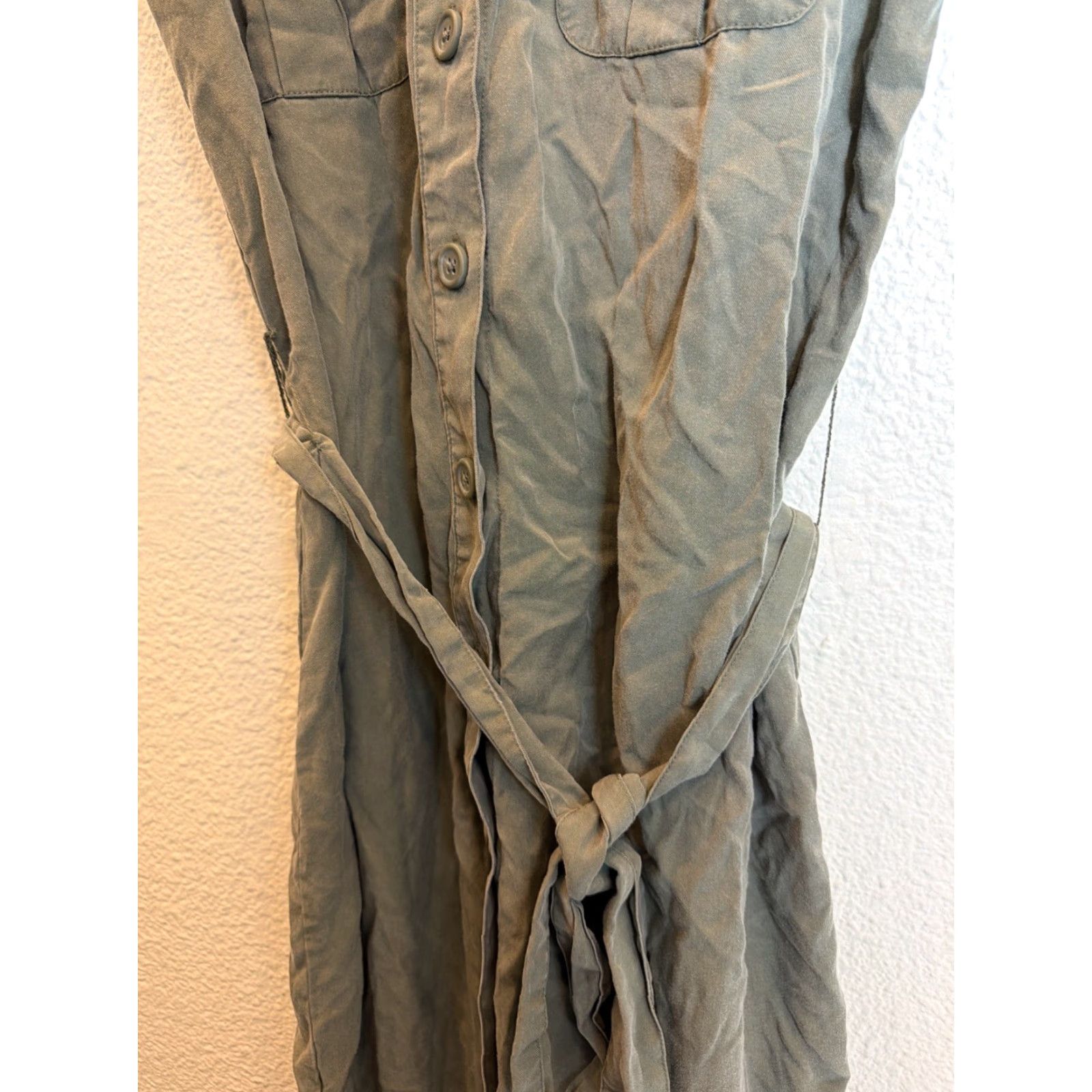 Banana Republic VINTAGE Banana Republic Women’s Small Olive Sleeveless Belted Flight Jacket Dress Tencel Size S / US 4 / IT 40 - 5 Thumbnail