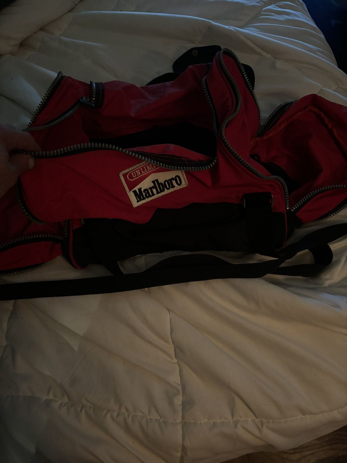 Vintage Marlboro Duffel Tote Bag in Red, Men's (Size 34)