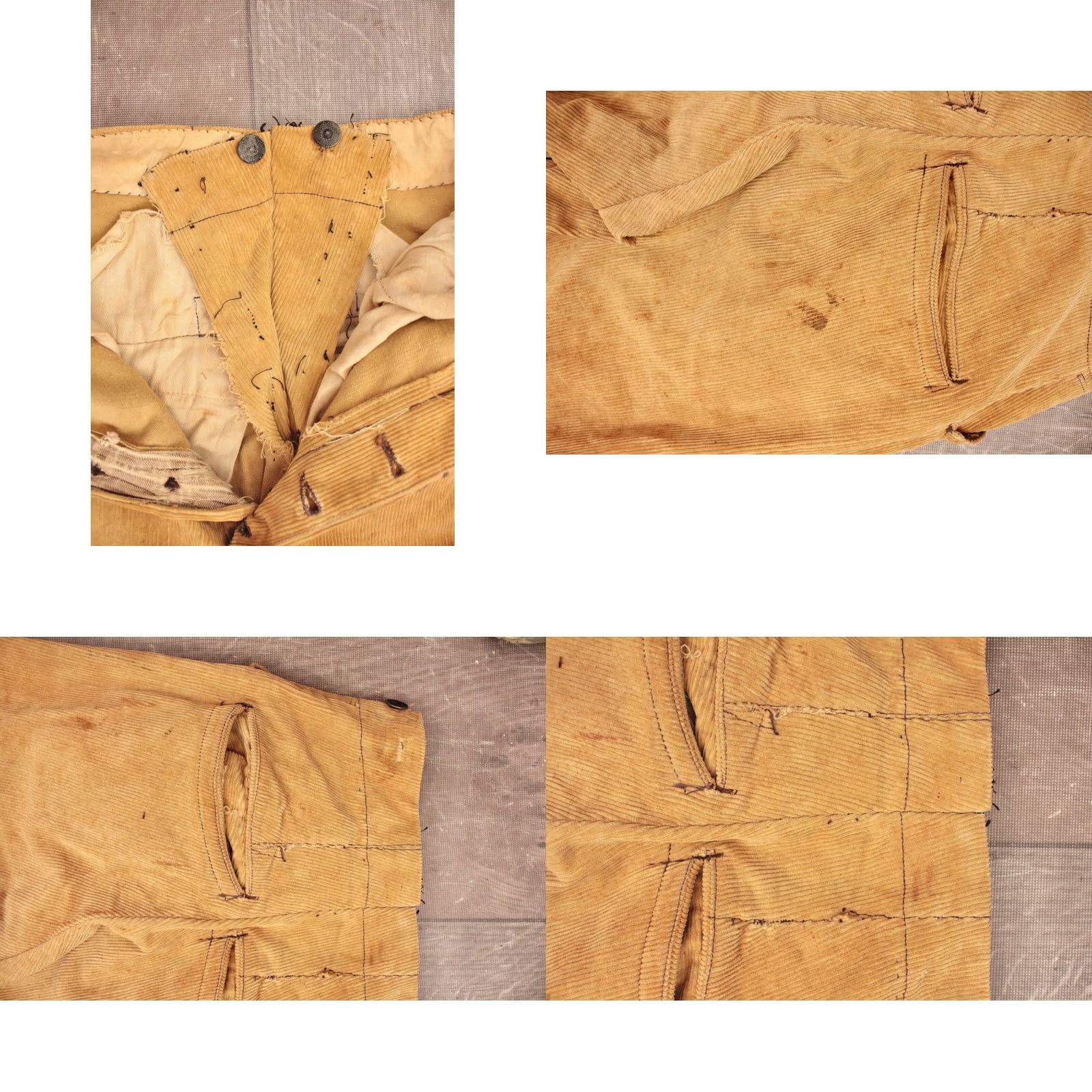 Vintage 1900s Boy's Pants VTG Corduroy 25x18.5 Edwardian Antique Tan Cotton Corduroy Button Fly Size US 26 / EU 42 - 8 Thumbnail