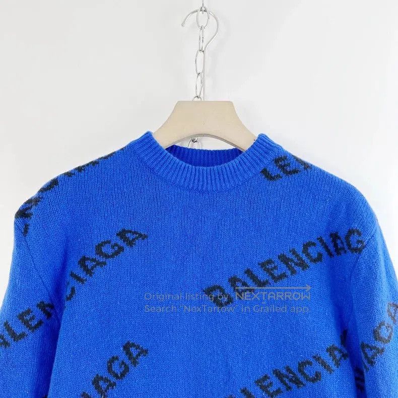 Balenciaga Balenciaga Blue Logo Print Sweater S. Size US S / EU 44-46 / 1 - 3 Thumbnail