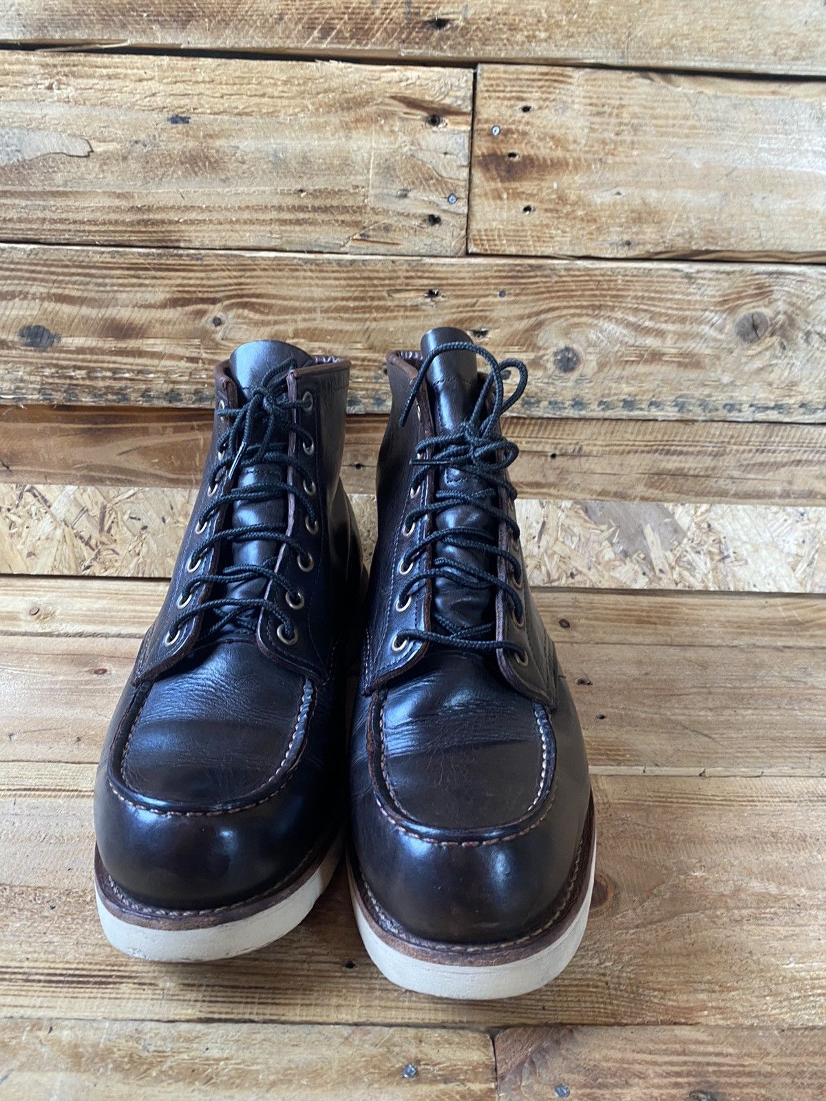 Red Wing Redwing moc-toe charcoal rough boots sz 9E /42 Size US 9 / EU 42 - 3 Thumbnail