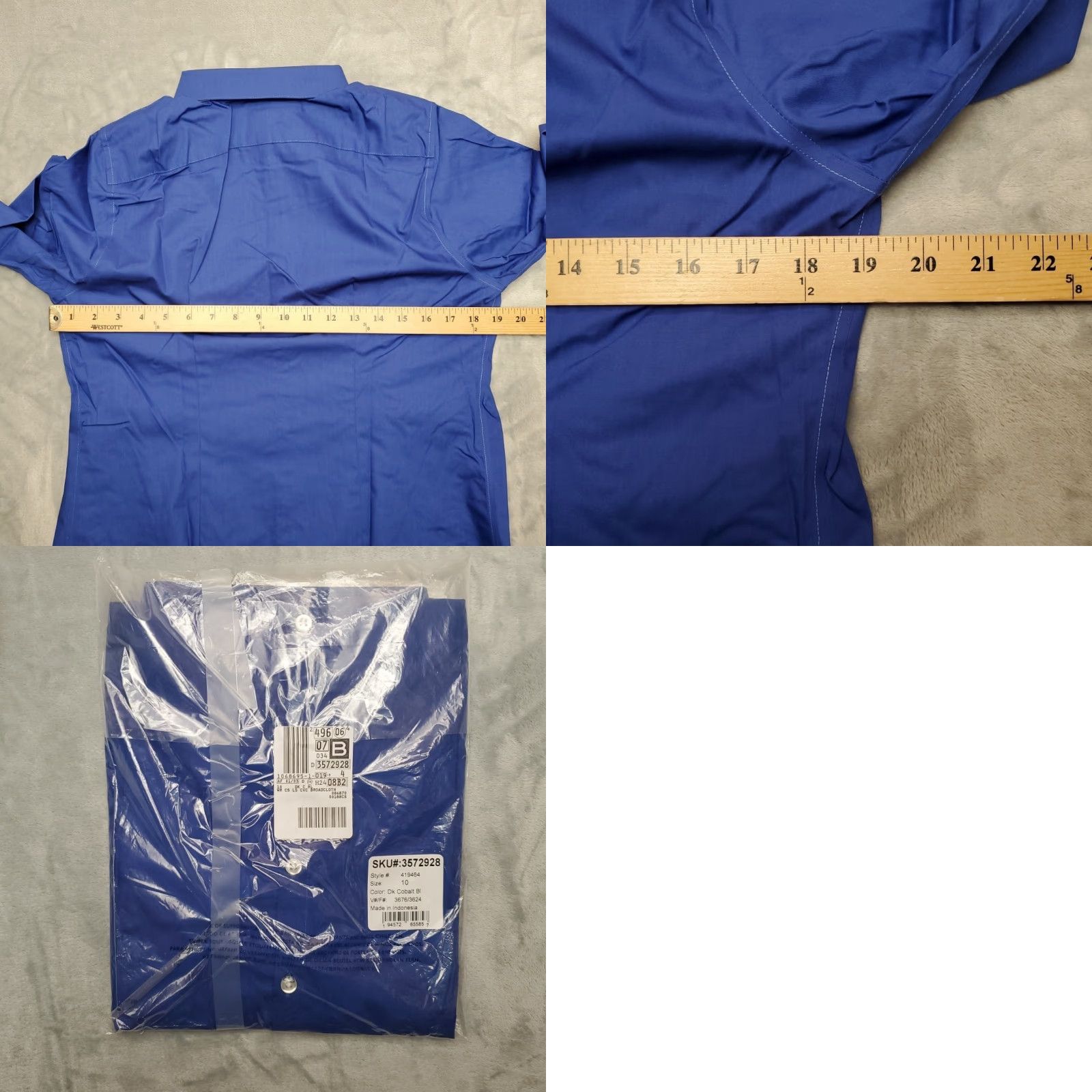 Lands' End VINTAGE Lands End Shirt Womens 10 Cobalt Blue Long Sleeve Wrinkle Free Broadcloth Button-Up Casual Workwear Mens Size L / US 10 / IT 46 - 9 Thumbnail