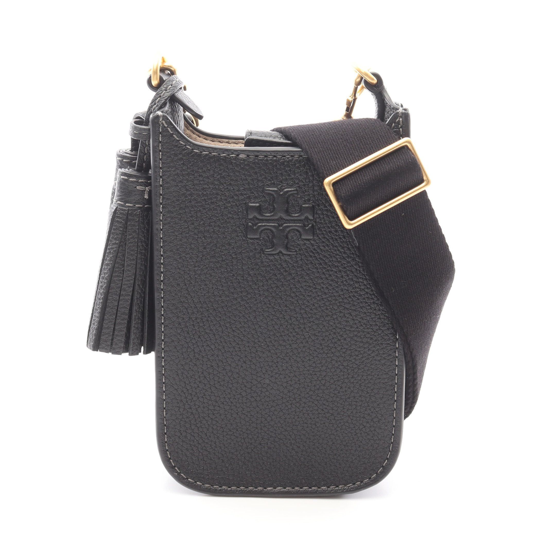 Tory Burch Thea Cellphone Crossbody Phone Holder Shoulder Bag Leather Black, Women's