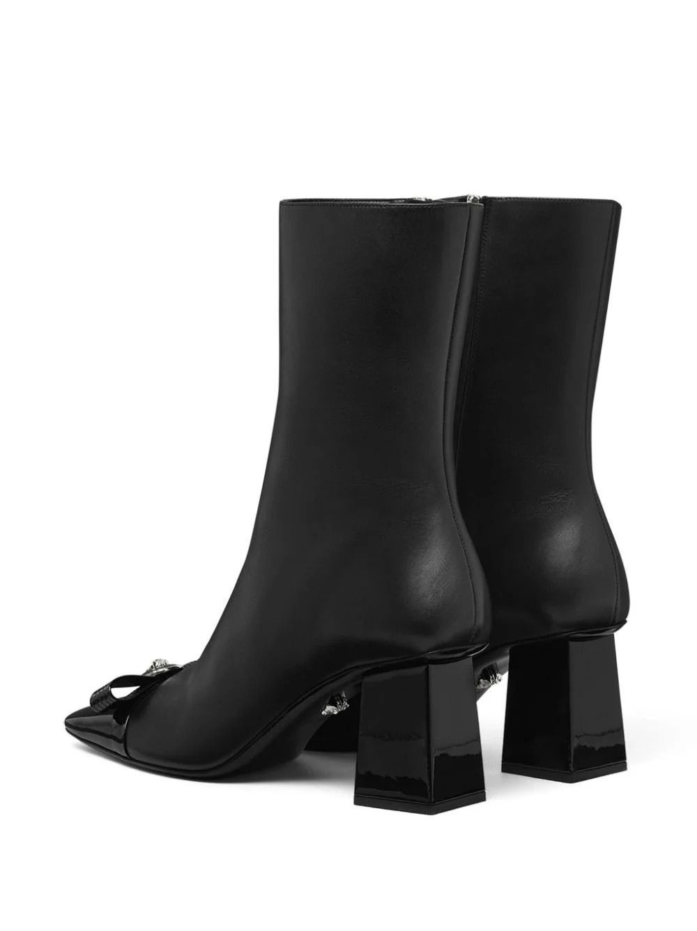 Versace o1s22i1n1024 Gianni Ribbon Leather Ankle Boots in Black Size US 10 / IT 40 - 3 Thumbnail