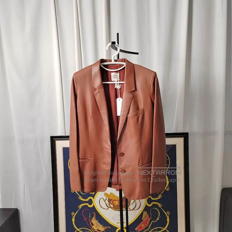 Hermes Hermes Short Brown Leather Jacket Size XS / US 0-2 / IT 36-38 - 1 Thumbnail