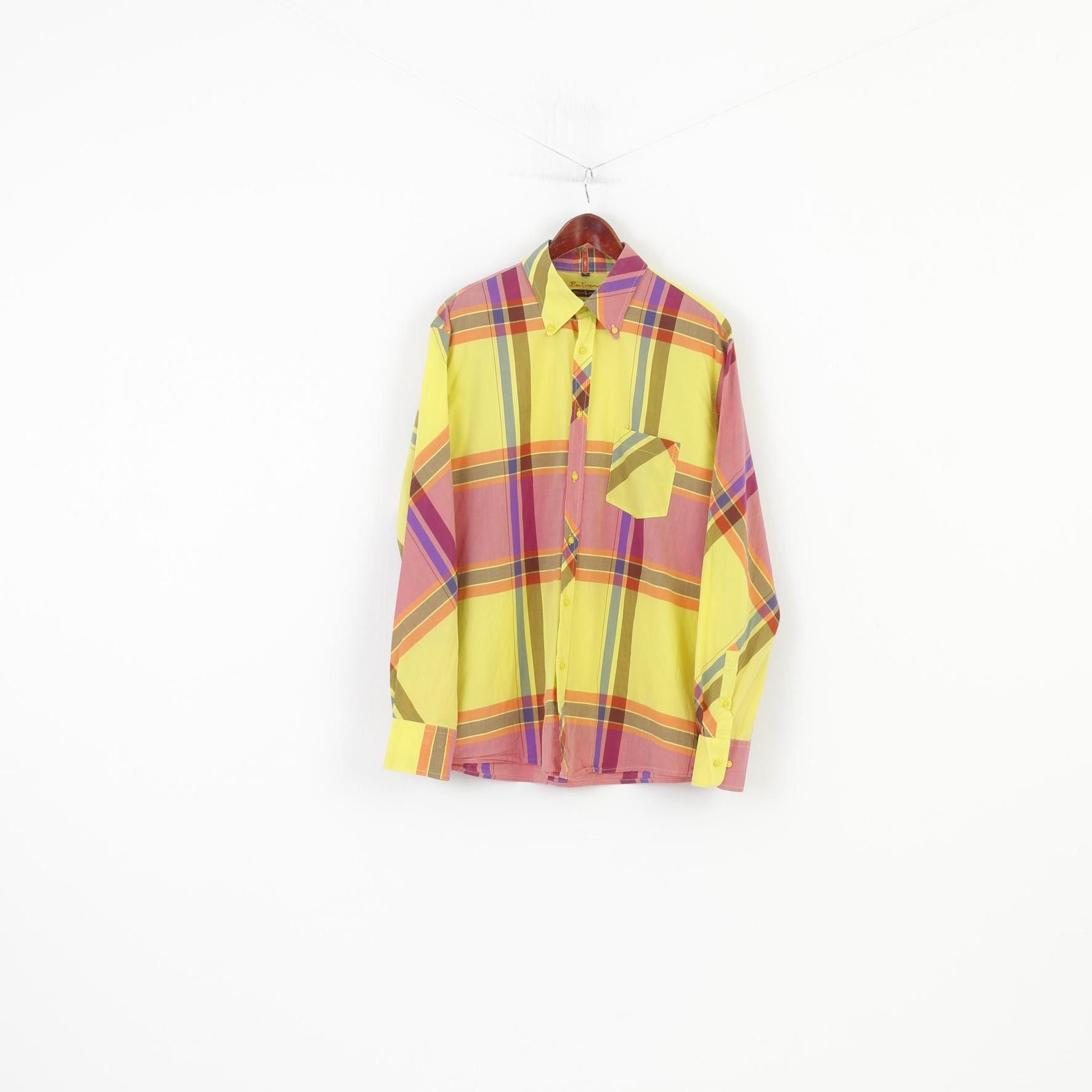 Ben Sherman Ben Sherman Men XXL Casual Shirt Yellow Checkered10663 Size US XXL / EU 58 / 5 - 1 Thumbnail