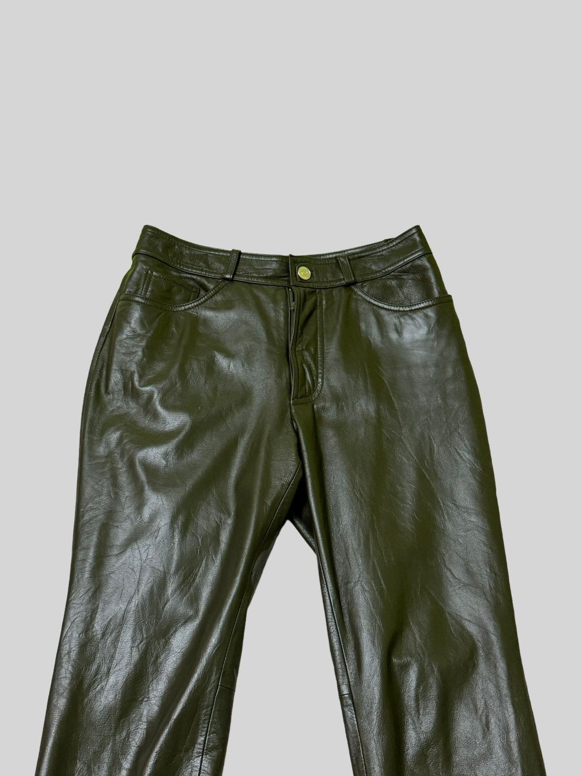 Japanese Brand × Vintage Japan Fashion Jpg Style PVC Leather Dark Green Pants Size US 26 / EU 42 - 3 Thumbnail