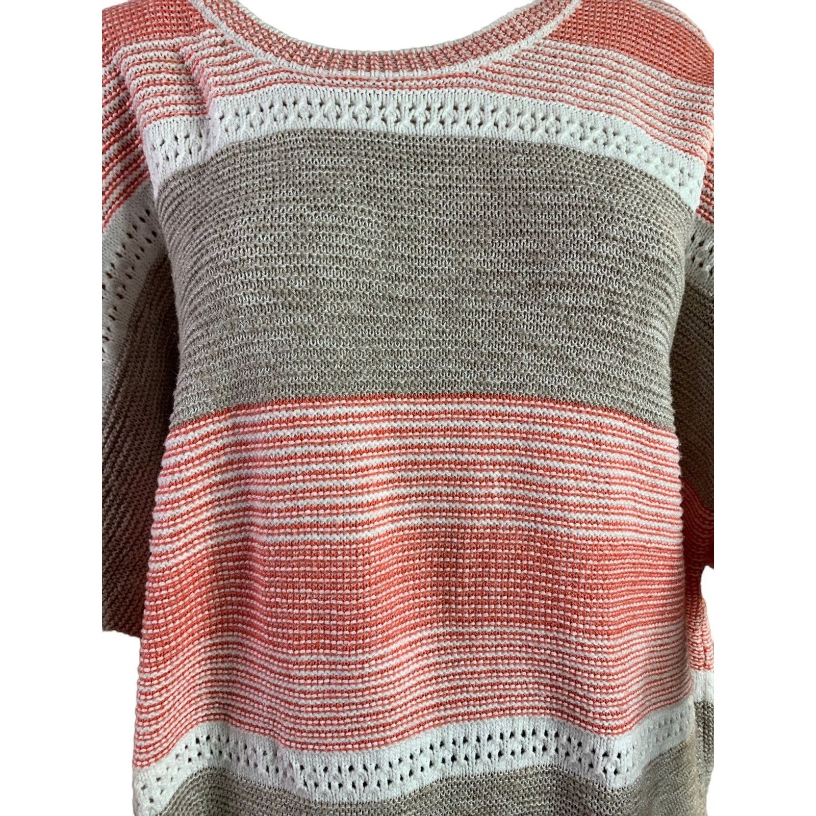 Chicos Chicos Womens Size 3 US XL Open Knit Sweater Cotton Blend Size 3XL / US 20-22 - 2 Thumbnail
