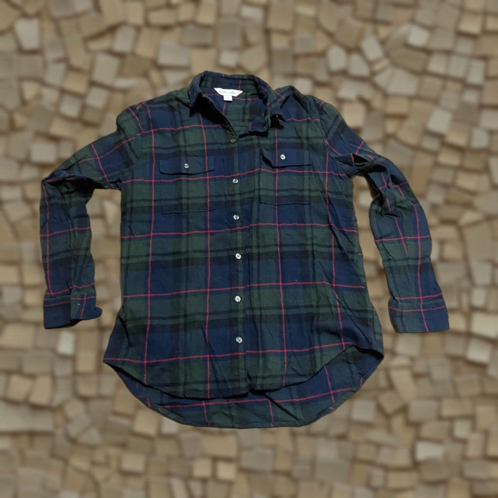Old Navy Old Navy Shirt Womens Medium Tall Plaid Button-Up Green Blue Red Casual Modern Womens Size M / US 6-8 / IT 42-44 - 1 Thumbnail