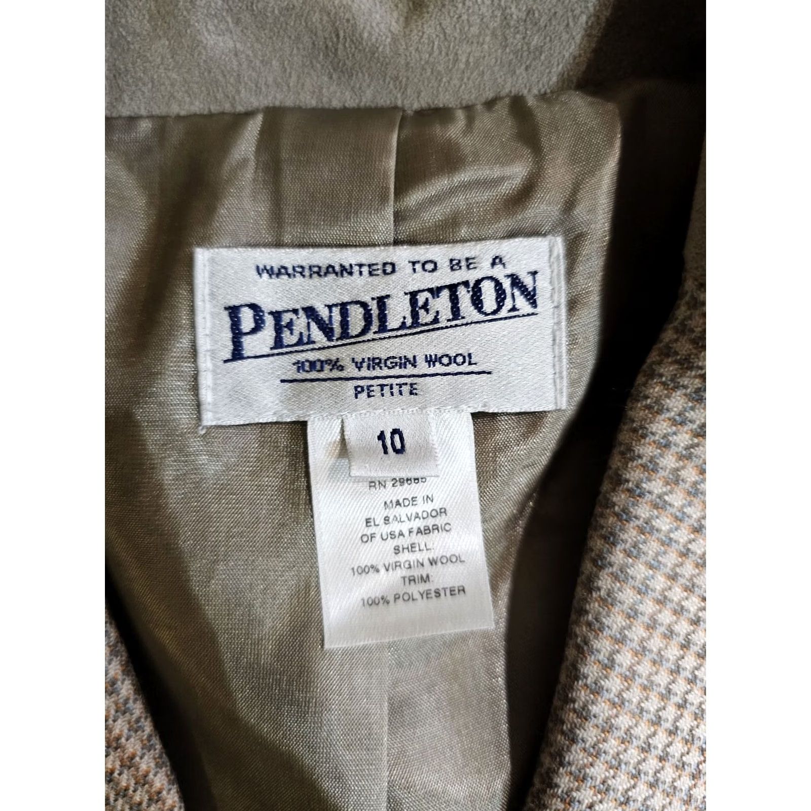Pendleton VINTAGE Pendleton Petite Virgin Wool Blazer Jacket Women's Size 8 Beige Size L / US 10 / IT 46 - 4 Thumbnail