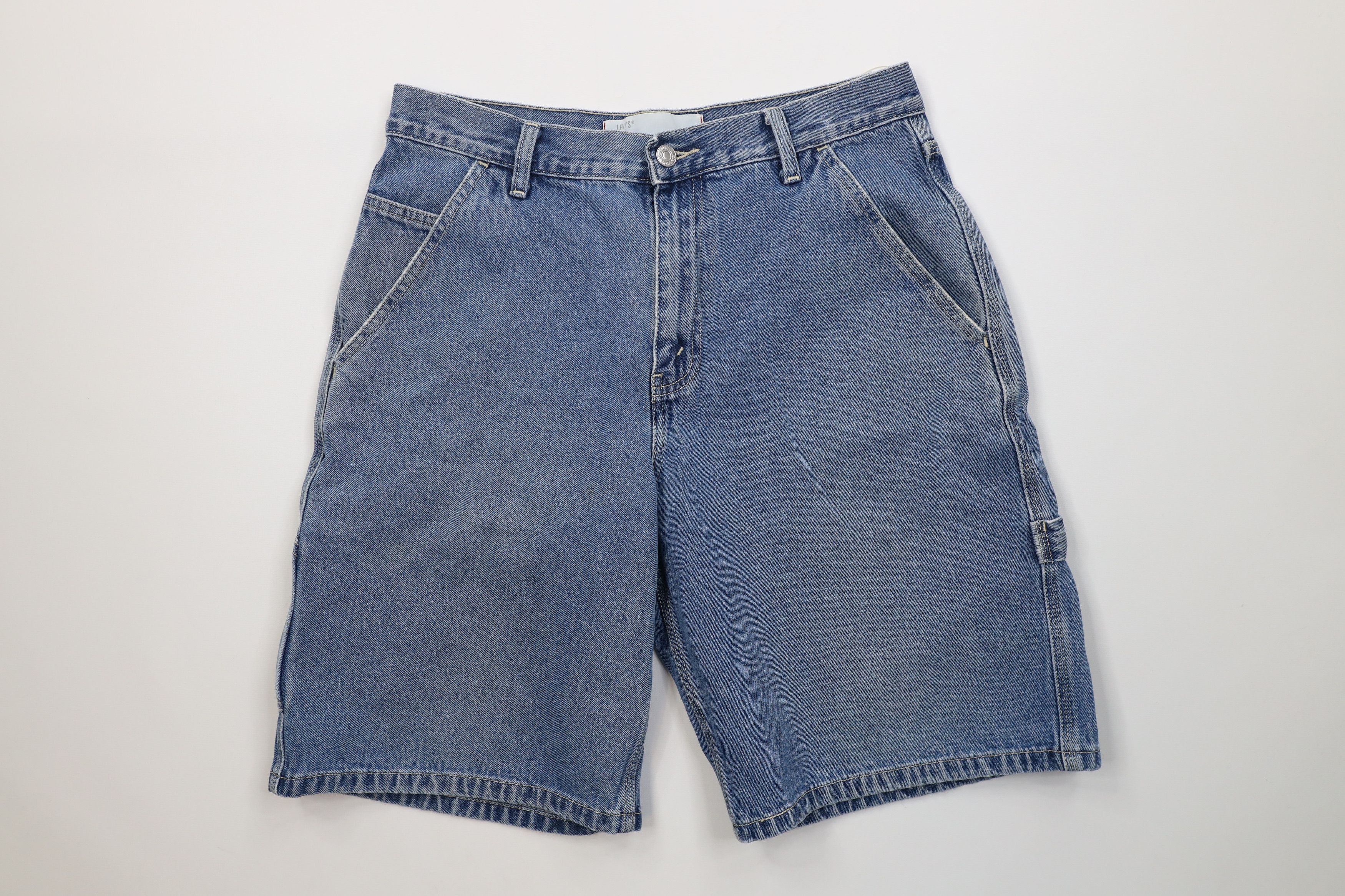 Levi's Vintage Y2K 2002 Dungaree Denim Jean Shorts Jorts Blue Size US 31 - 1 Thumbnail