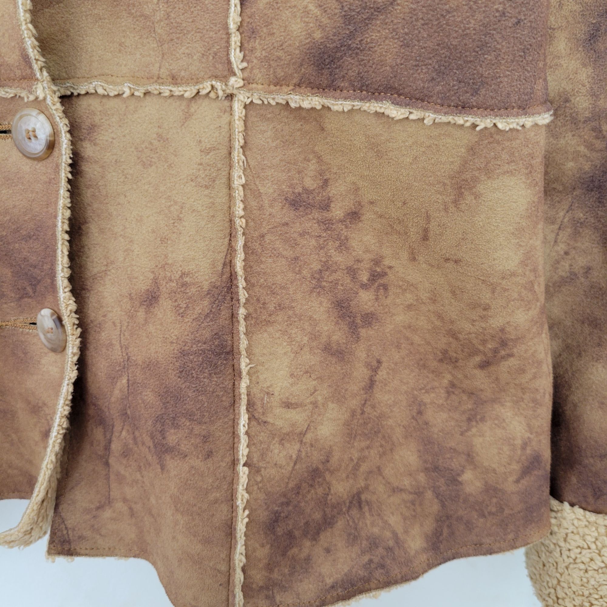 Vintage Karen Kane M Brown Faux Suede Sherpa Jacket Outerwear Ranche Size M / US 6-8 / IT 42-44 - 8 Thumbnail