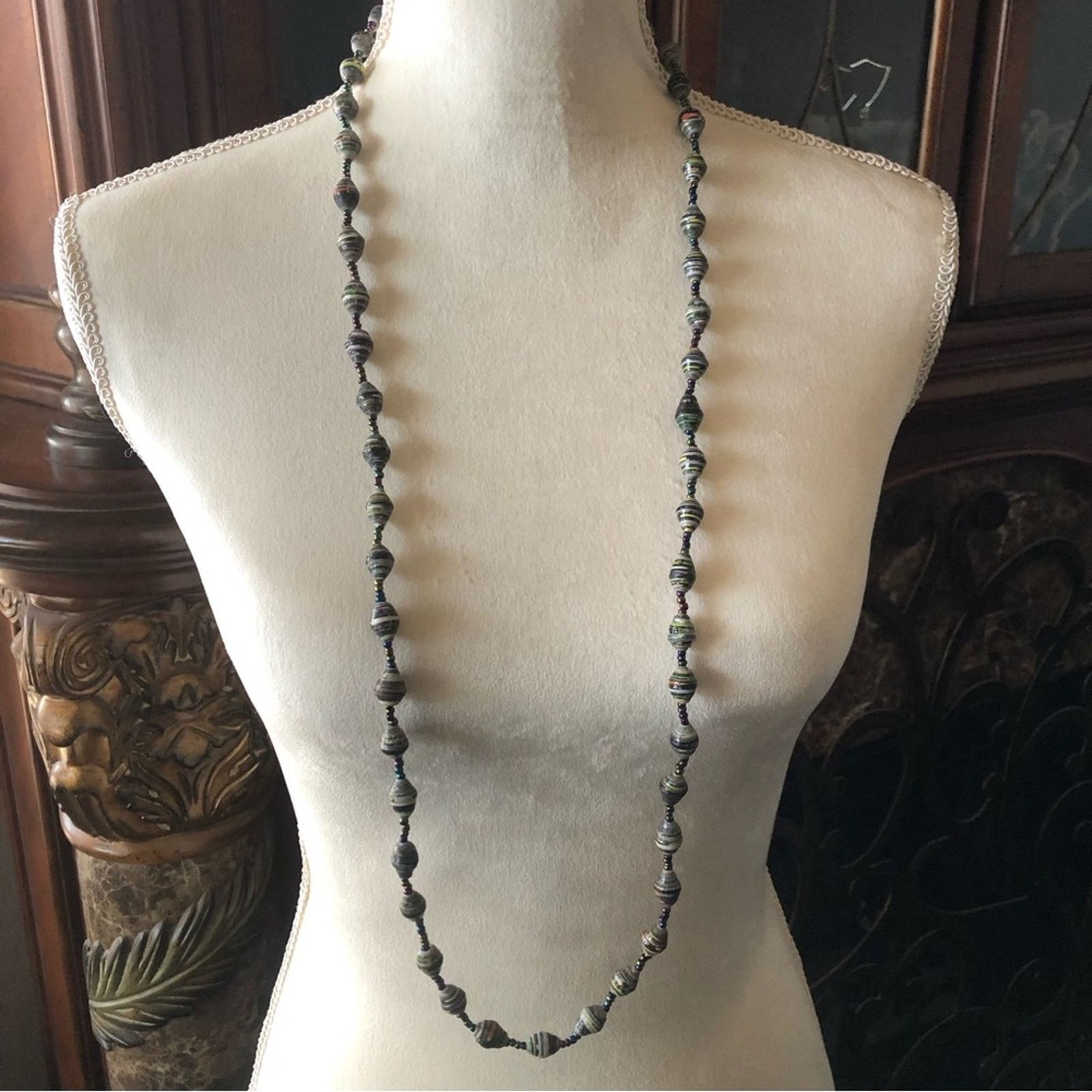 Handmade Handmade paper bead long length necklace Size ONE SIZE - 3 Thumbnail