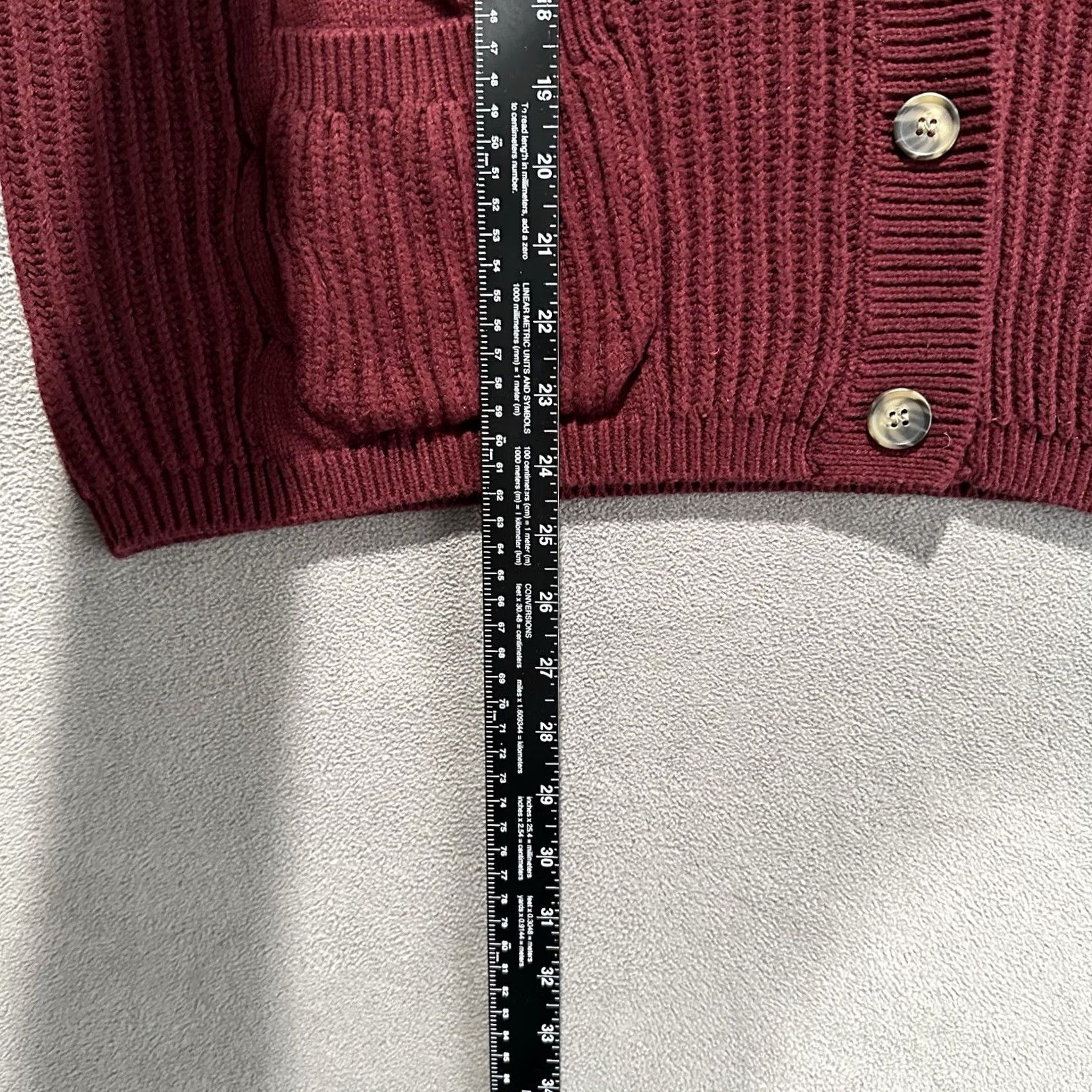 Vintage St Johns Bay Cardigan Sweater Womens XL Burgundy Acrylic Cable Knit Button Front Size XL / US 12-14 / IT 48-50 - 6 Thumbnail