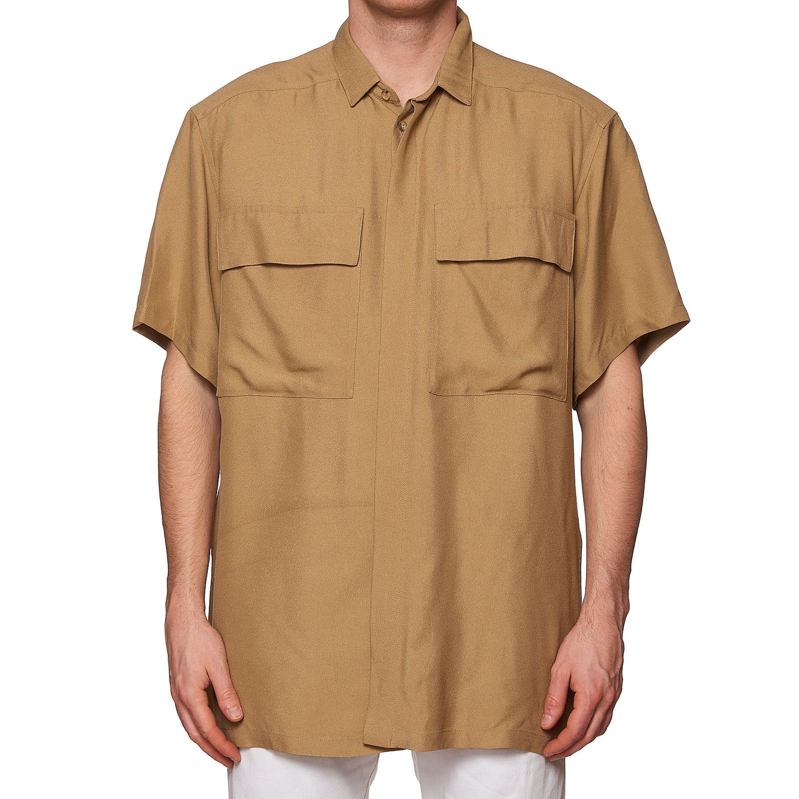 Fear of God FEAR OF GOD Tan Short Sleeve Oversized Crepe Shirt Size US XL / EU 56 / 4 - 1 Thumbnail