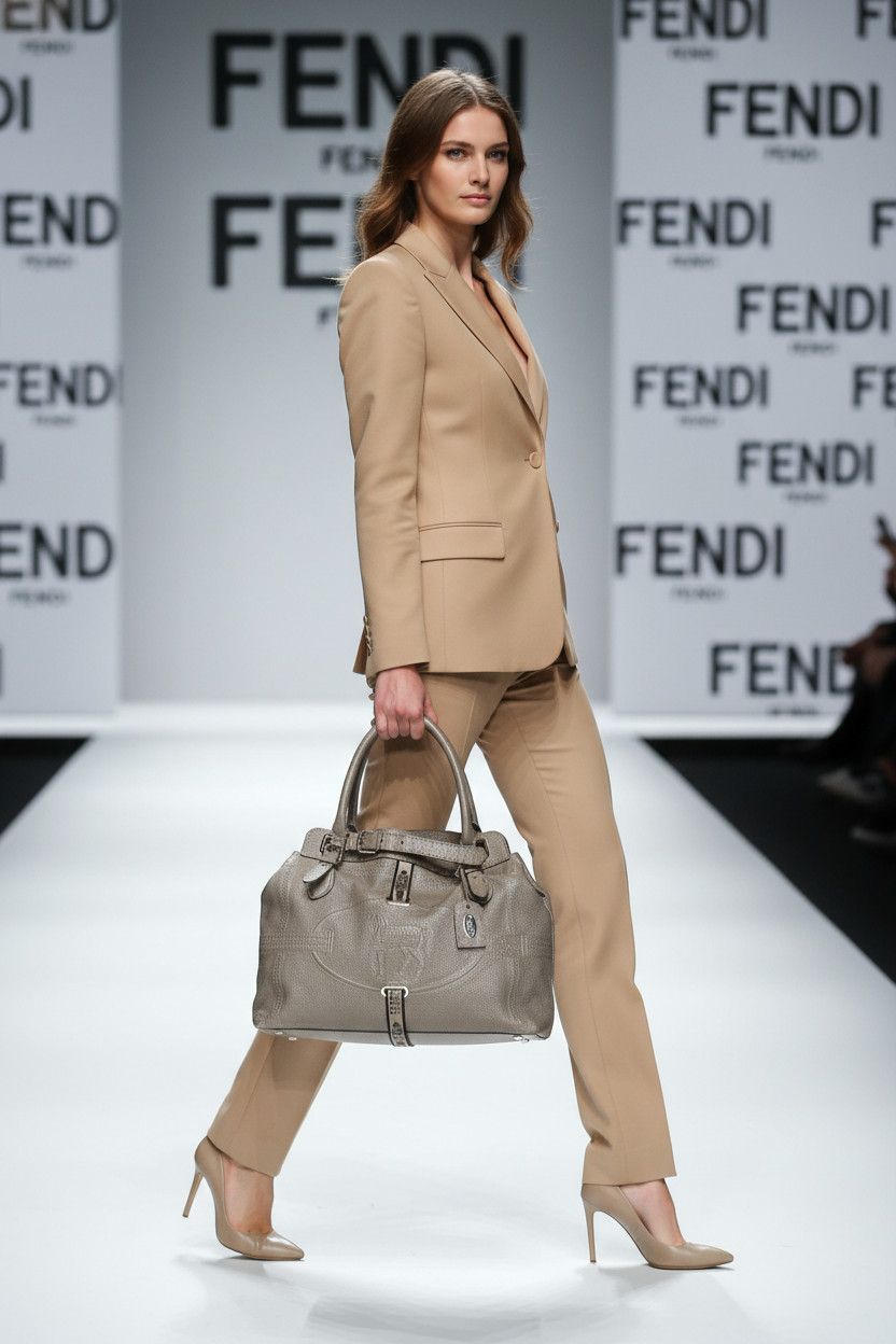 Fendi Fendi Selleria Handbag horse embossed silver gray Size ONE SIZE - 2 Thumbnail