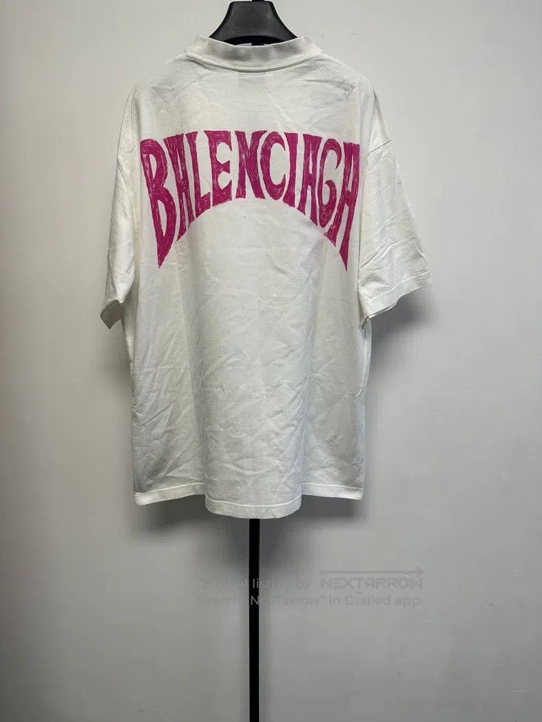 Balenciaga Balenciaga Hand-painted letter beach pattern print T-shirt Size US L / EU 52-54 / 3 - 2 Thumbnail