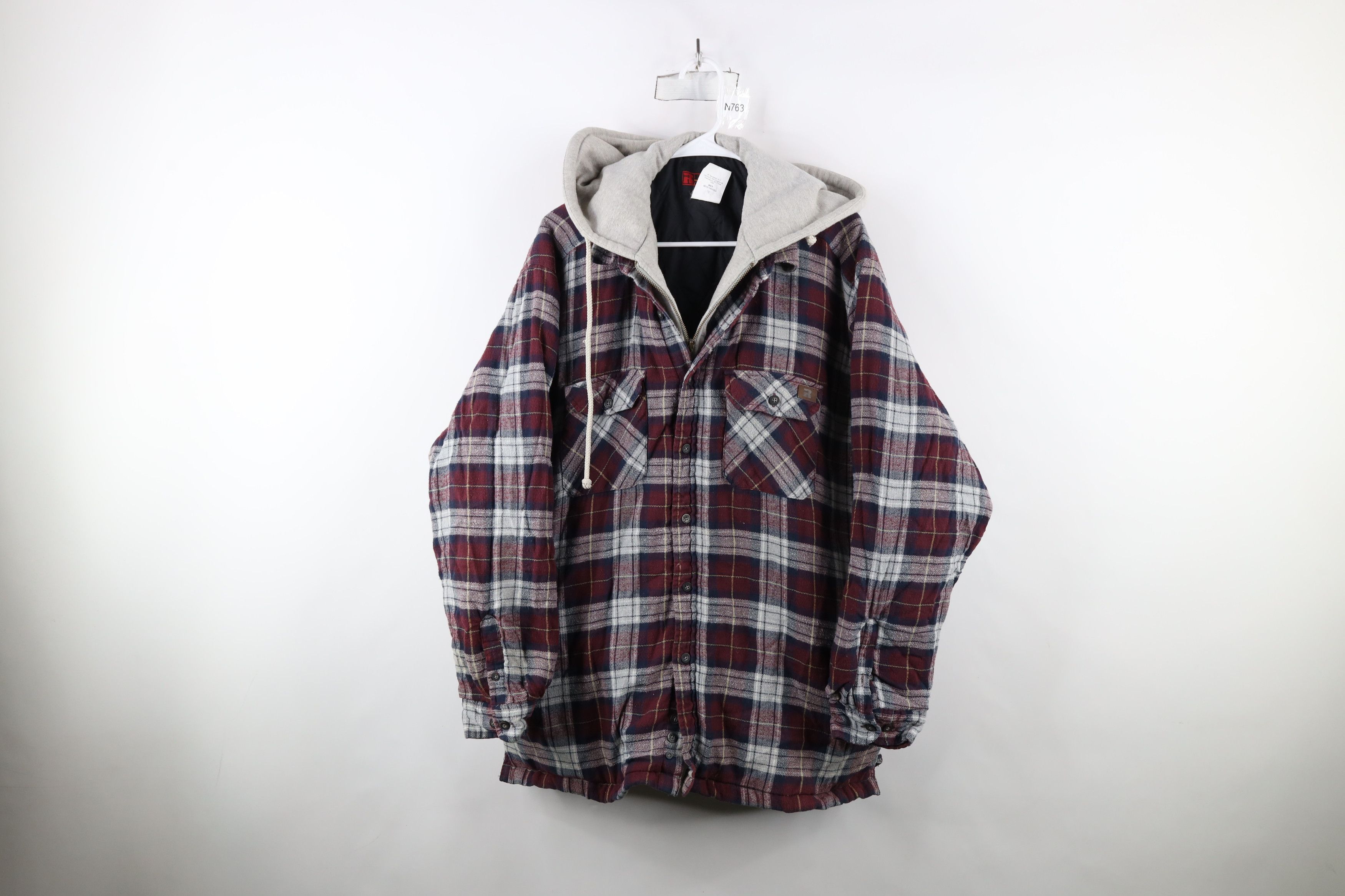 Vintage × Wrangler Vintage Wrangler Hooded Flannel Shirt Jacket Jac Shirt Size US XXL / EU 58 / 5 - 1 Thumbnail