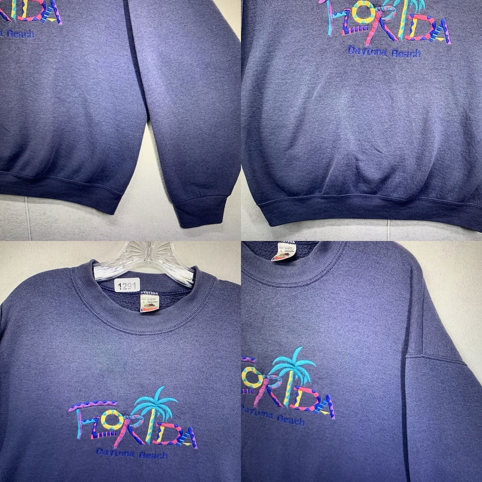 Fruit Of The Loom VINTAGE Fruit of the Loom Sweatshirt Adult Large Daytona Beach Embroidered Logo 90s Retro Beach USA Cotton Fleece Size US L / EU 52-54 / 3 - 8 Thumbnail