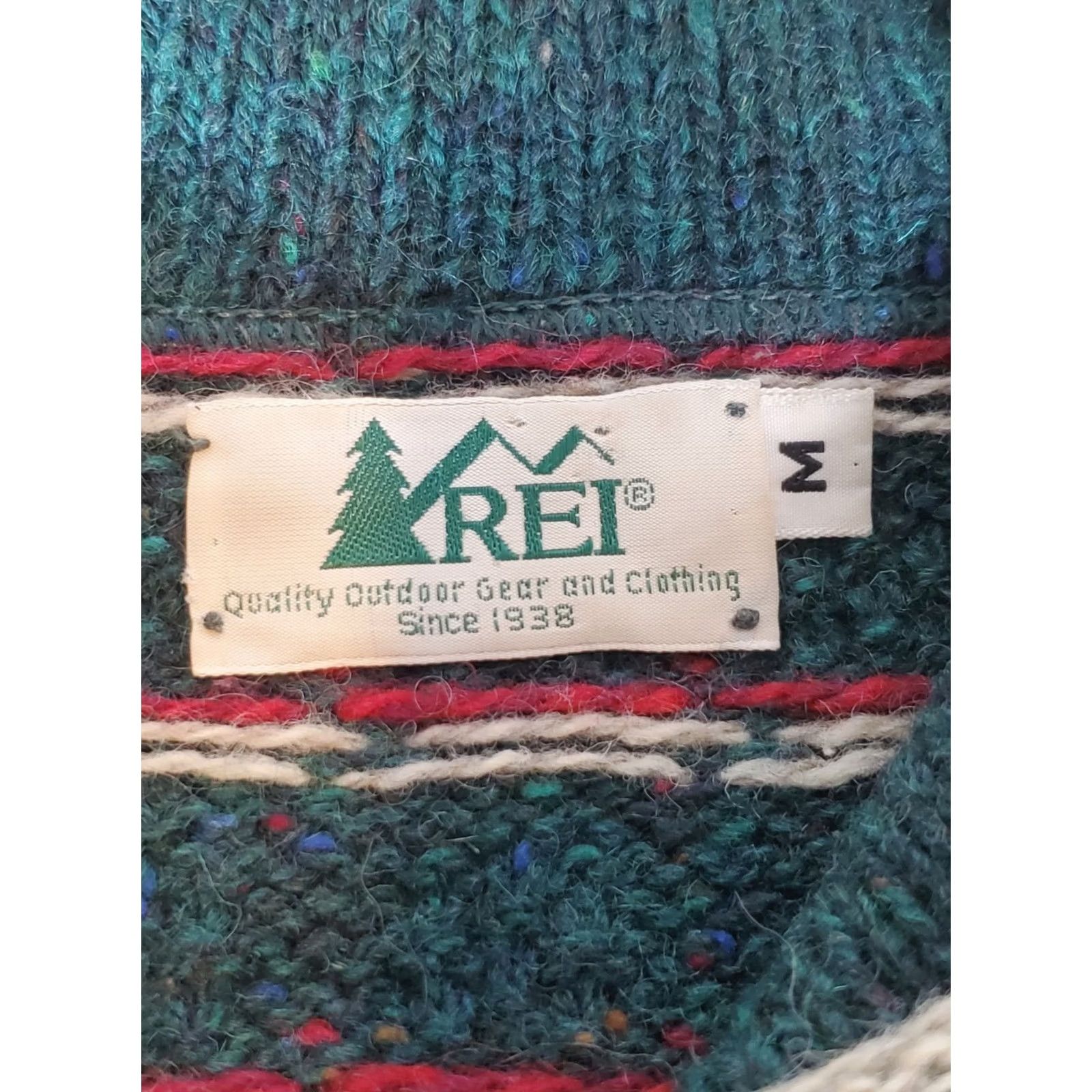 Vintage VINTAGE REI Shawl Collar Pullover Wool Knit Fair Isle Sweater Green Marled Men's M Size US M / EU 48-50 / 2 - 5 Thumbnail