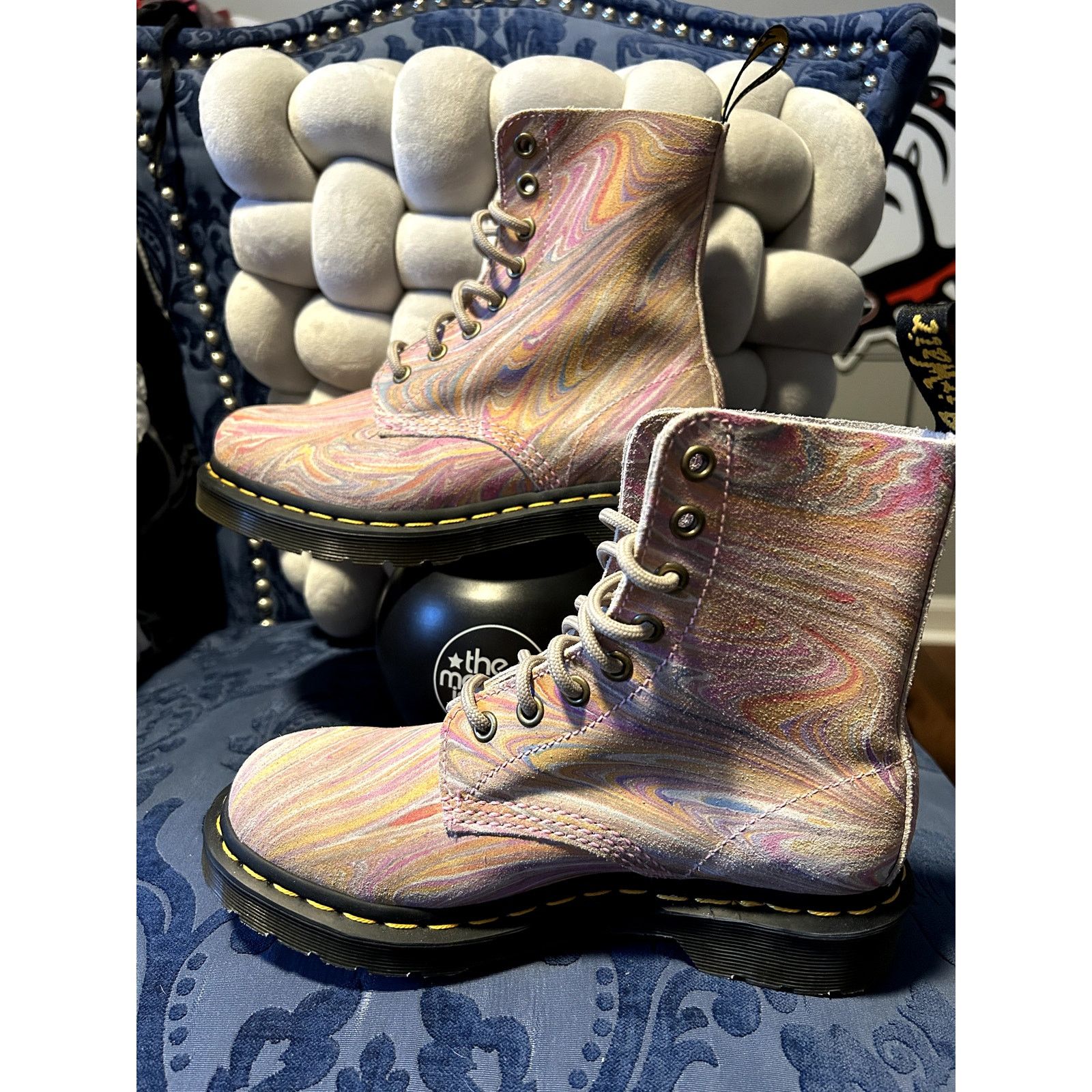 Dr. Martens Dr Martens Pink White Swirl Suede Boots Size 5/EU 36 NWOT Size US 5 / IT 35 - 2 Thumbnail