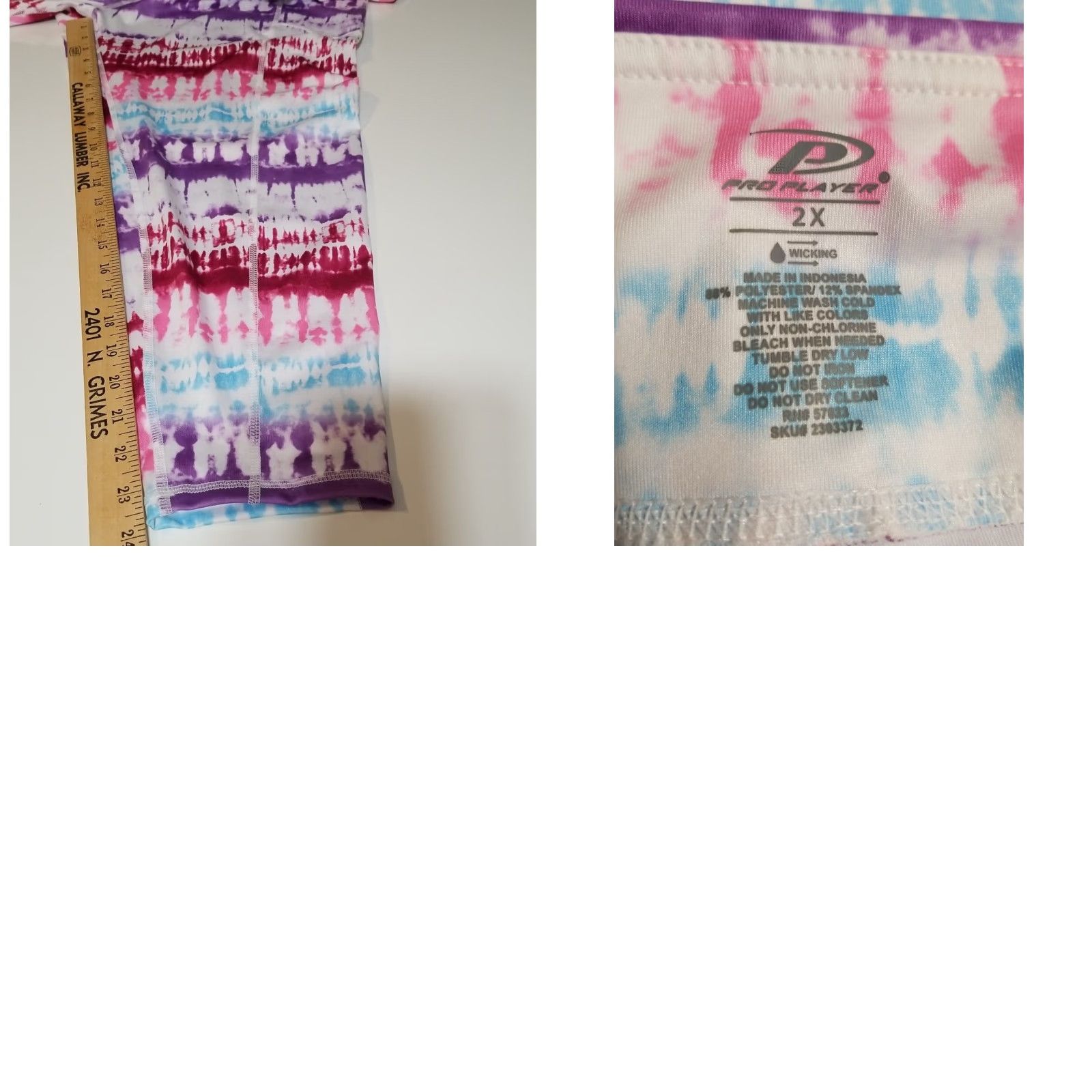 Pro Player ProPlayer Crop Leggings Women's Size 2X Moisture Wicking Athletic Pocket Tie Dye Size 40" / US 18 - 8 Thumbnail