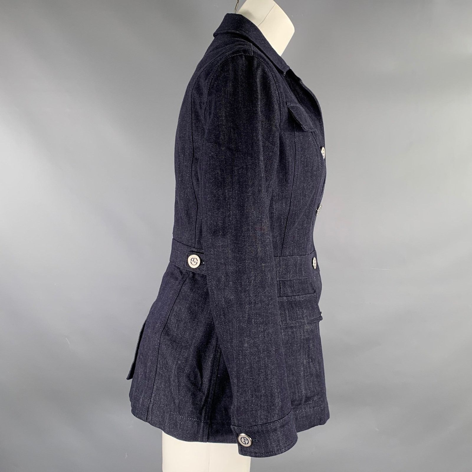 Giorgio Armani GIORGIO ARMANI Size 6 Indigo Denim Military Jacket Size M / US 6-8 / IT 42-44 - 3 Thumbnail
