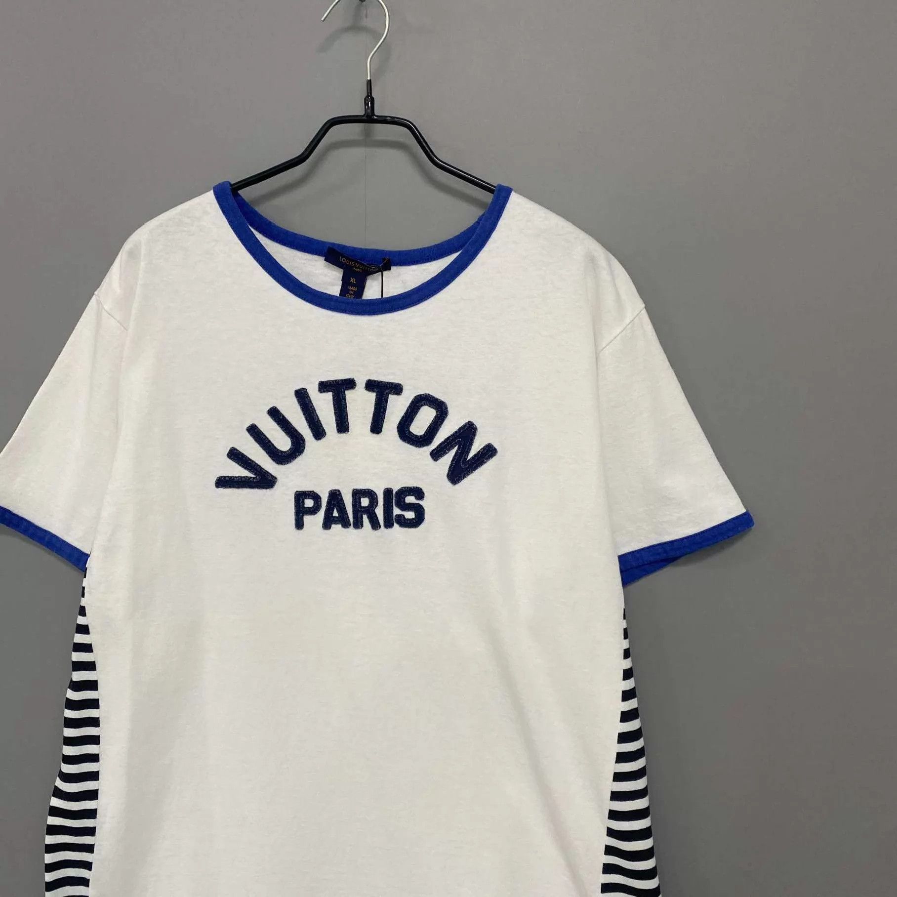 Louis Vuitton LV flocked logo striped short sleeve t XL Size XL / US 12-14 / IT 48-50 - 2 Thumbnail