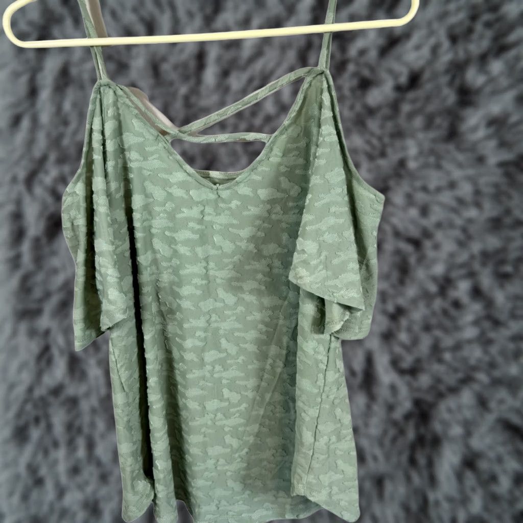 Vintage Kaileigh Blouse Women’s S Green Spaghetti Strap Sleeveless Top Lightweight W 75 Size S / US 4 / IT 40 - 1 Thumbnail