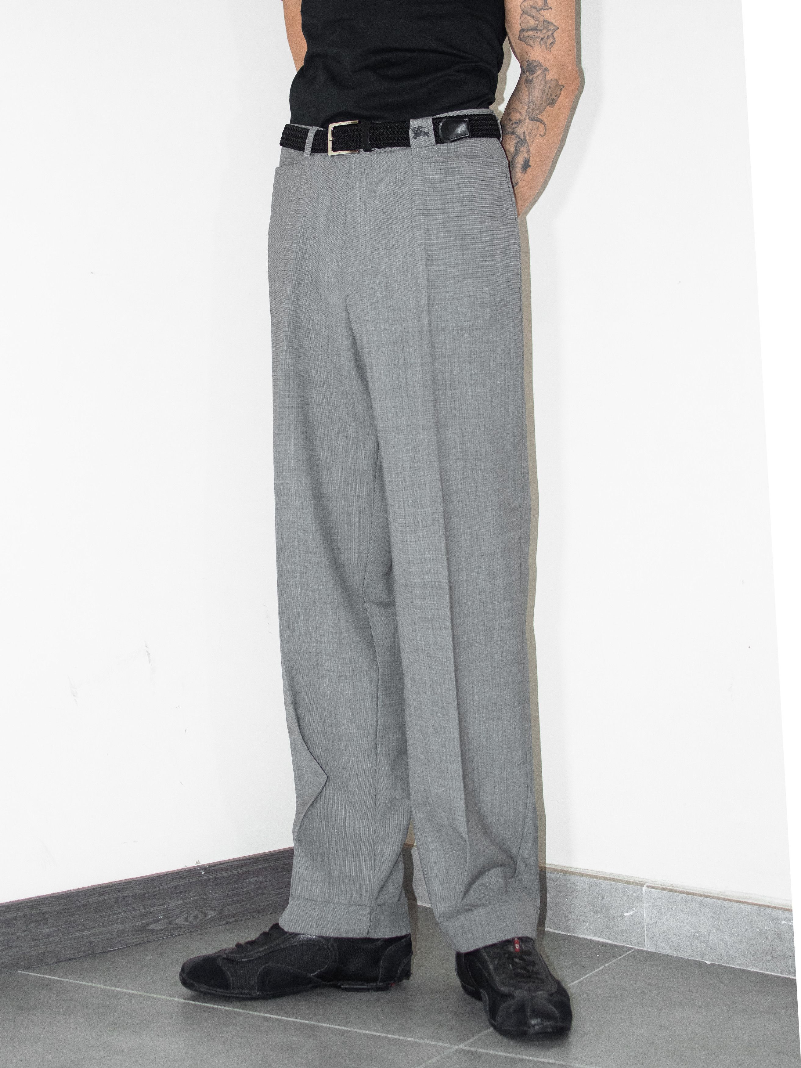Burberry × Designer × Vintage 90s Vintage luxury Grey Wool Burberry chino trousers Size US 29 - 1 Thumbnail
