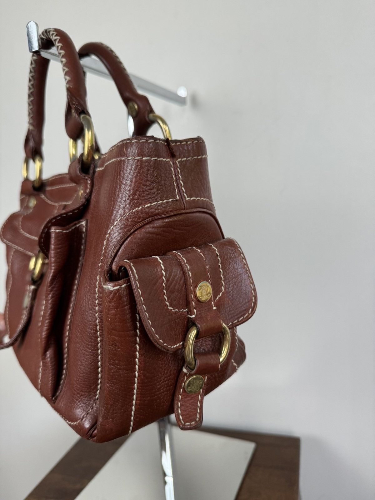 Celine Vintage leather hand bag Celine original luxury rare item Size ONE SIZE - 3 Thumbnail