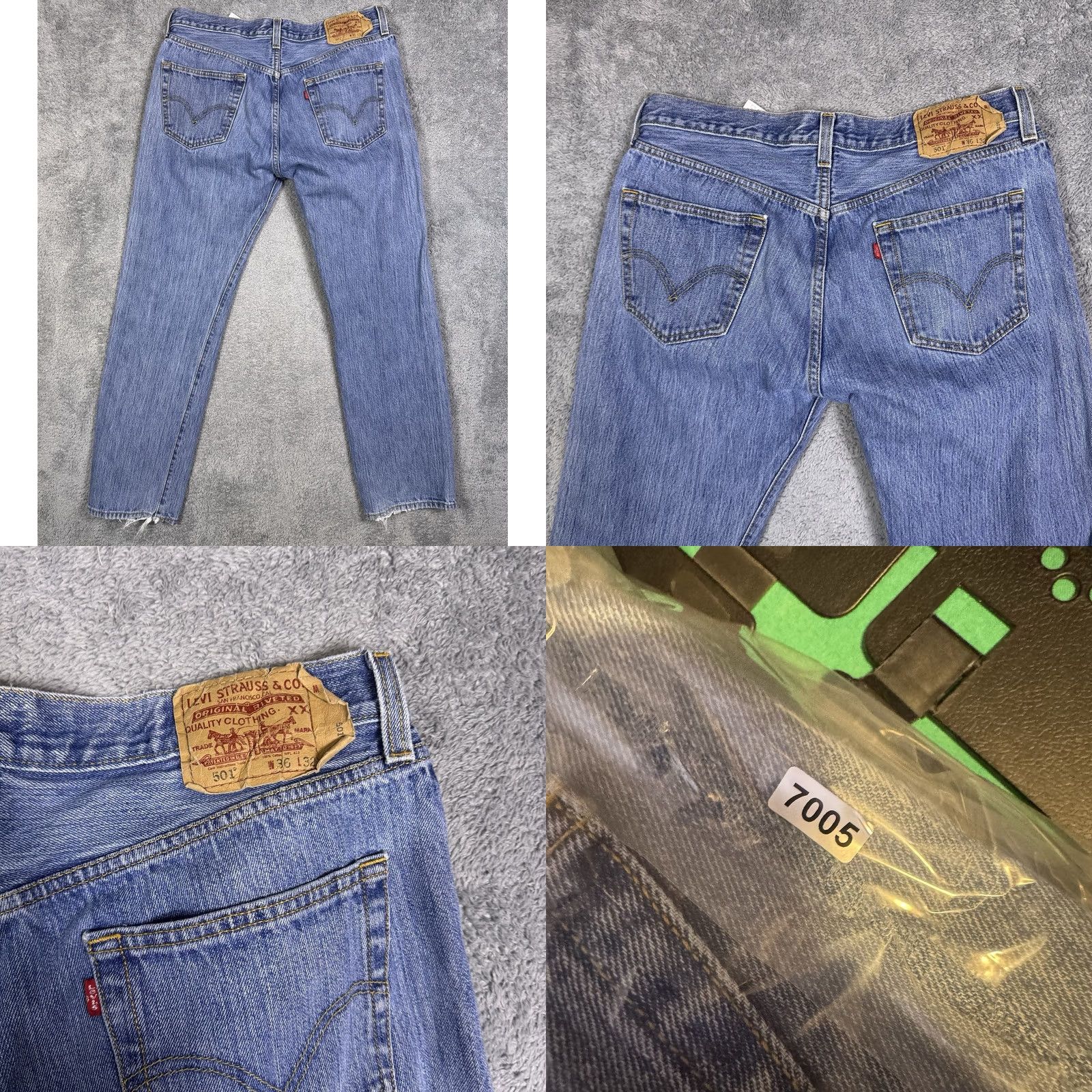 Levi's VINTAGE Levi's 501 XX Jeans Mens 34x32 Lightwash Button Fly 90s Grunge Y2K Denim Blue Regular 5-Pocket Mens Size US 36 / EU 52 - 9 Thumbnail