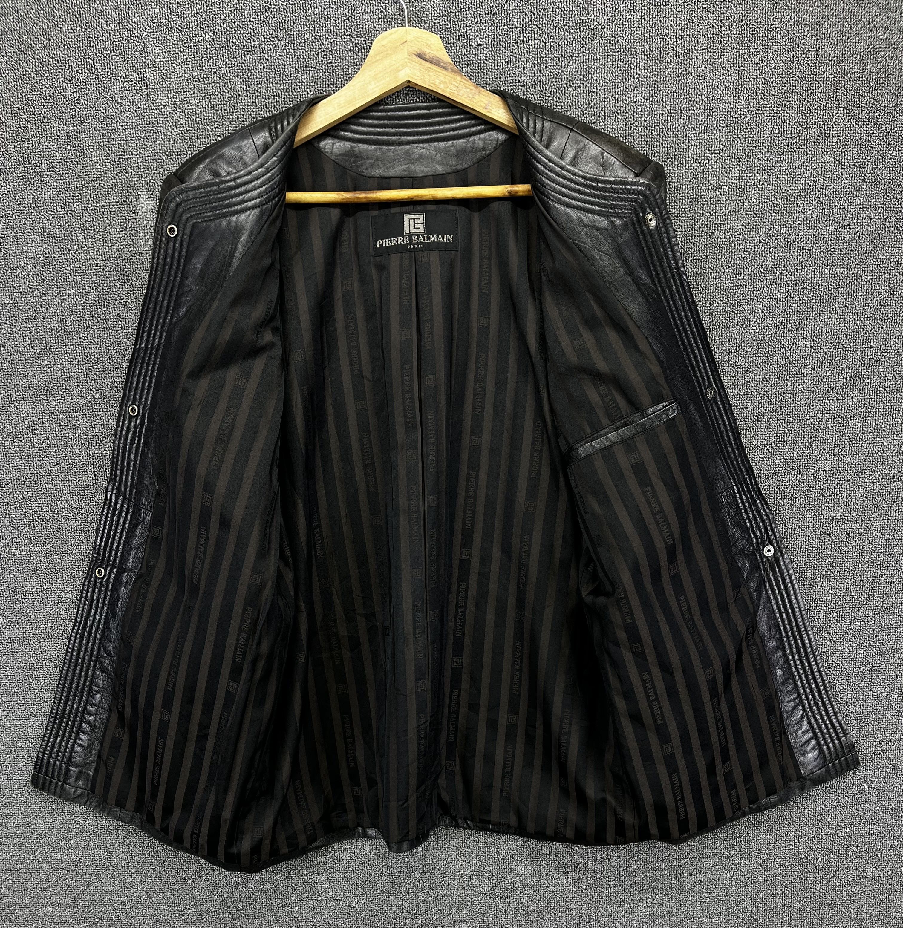 Balmain Vintage Pierre Balmain Luxury Button Up Leather Jacket Size L / US 10 / IT 46 - 8 Thumbnail
