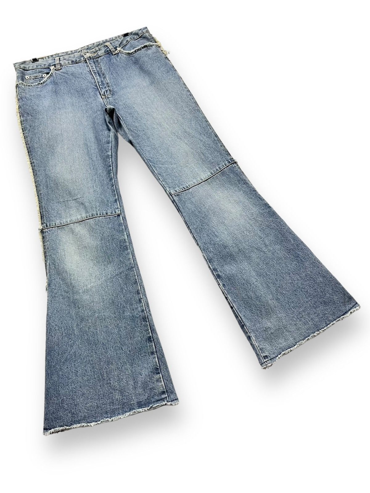 Designer × Japanese Brand × Vintage 🔥FYE 90’s Japanese Denim Frayed Side Bell Bottom Flared Size 32" / US 10 / IT 46 - 6 Thumbnail