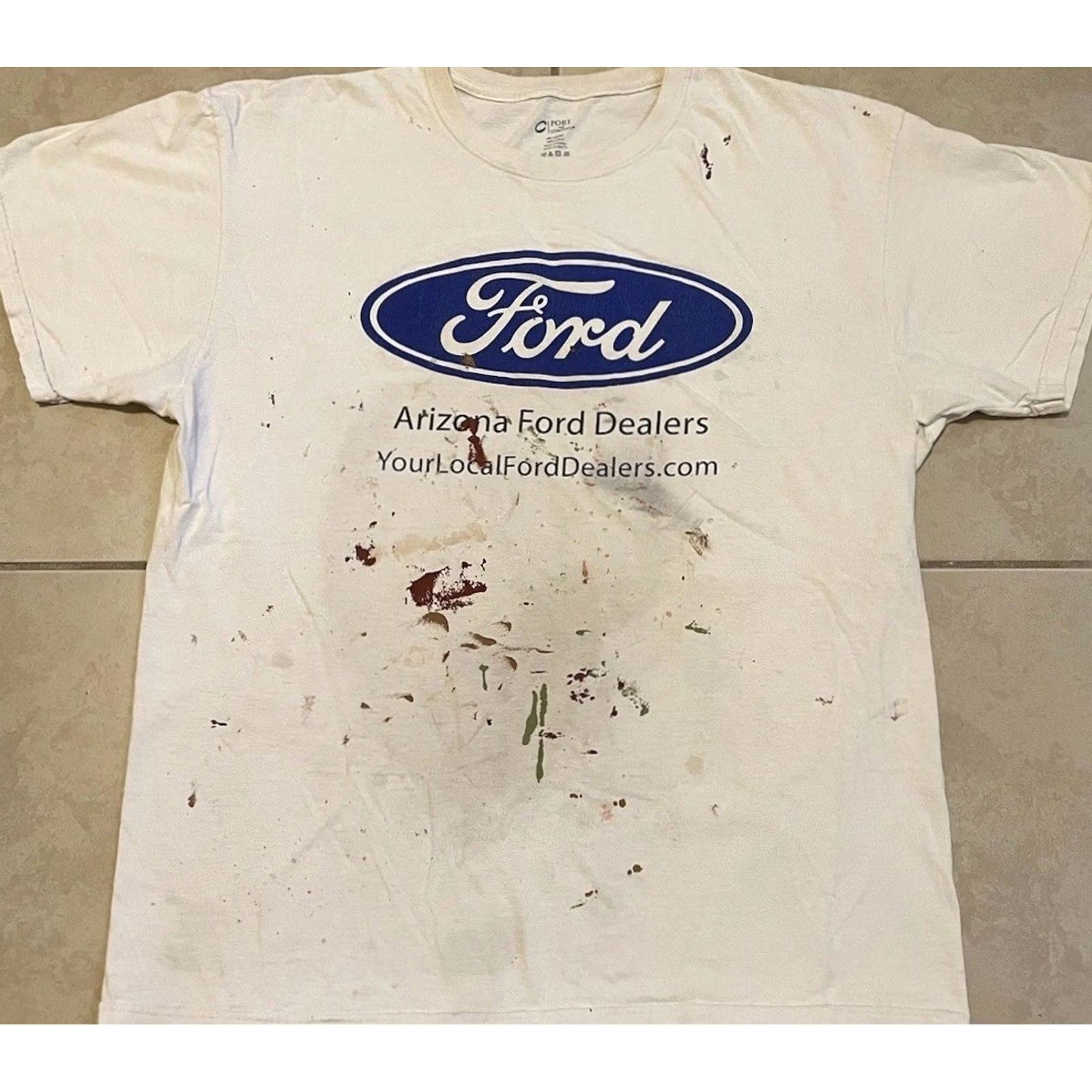 Ford VINTAGE Ford Thrashed Faded Distressed Paint Shirt L White NASCAR Grunge 90s Y2K Mens T-Shirt Racing Car Can-Am USA Size US L / EU 52-54 / 3 - 2 Thumbnail