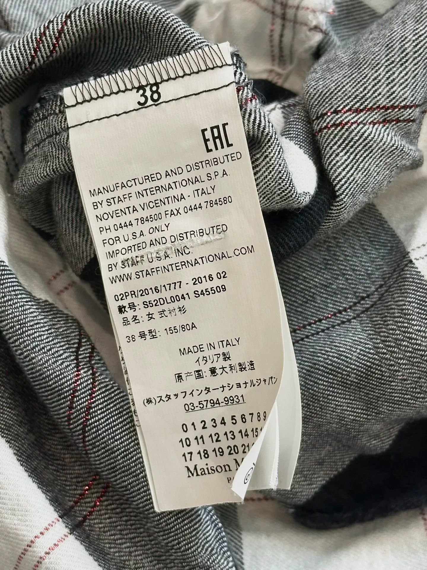Maison Margiela MM6 Deconstructed Asymmetric Plaid Cotton Shirt Size US M / EU 48-50 / 2 - 3 Thumbnail