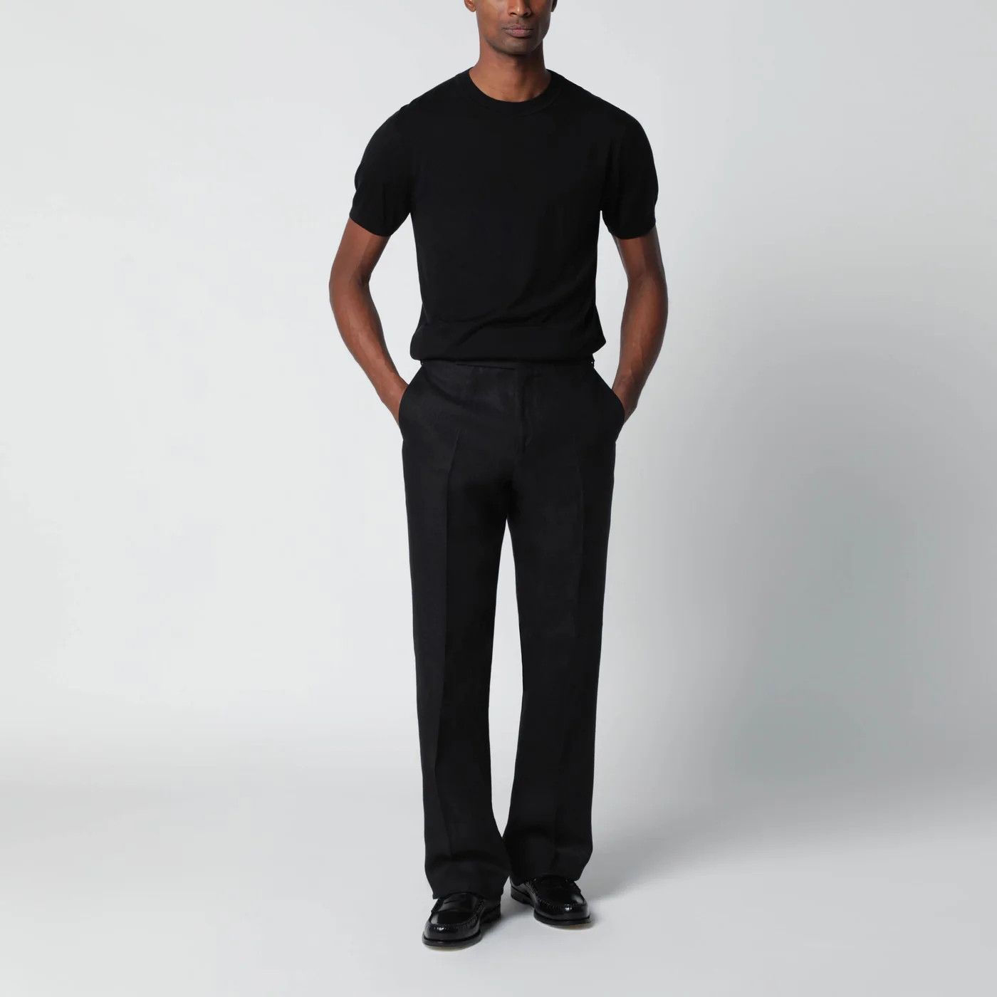 Lardini o1d2blof0526 Wool-blend Short Sleeve T-Shirt in Black Size US XL / EU 56 / 4 - 2 Thumbnail