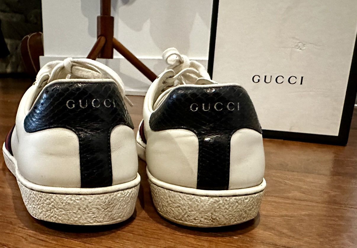 Gucci ACE GUCCI SNEAKERS FULL WHITE LEATHER WITH A TOUCH OF BLUE Size US 9 / EU 42 - 3 Thumbnail