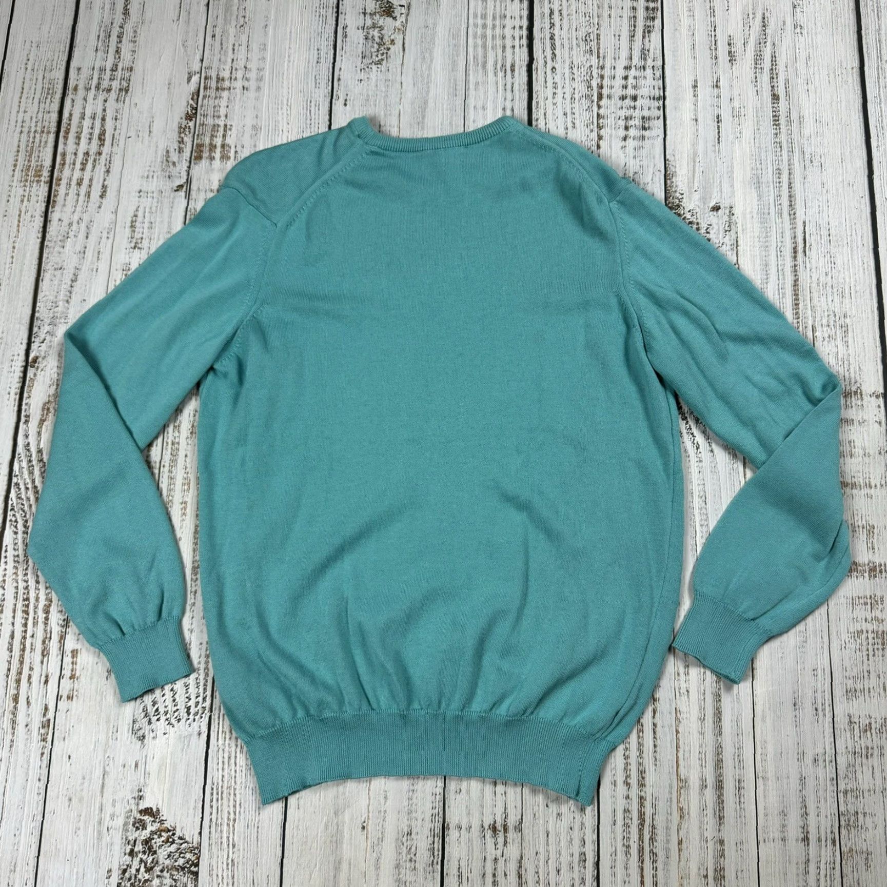 Vintage AUDEN CAVILL Men's Large Seafoam Blue Pullover Crewneck Sweater - 100% Cotton, Dressy, Sailing Size US L / EU 52-54 / 3 - 7 Thumbnail