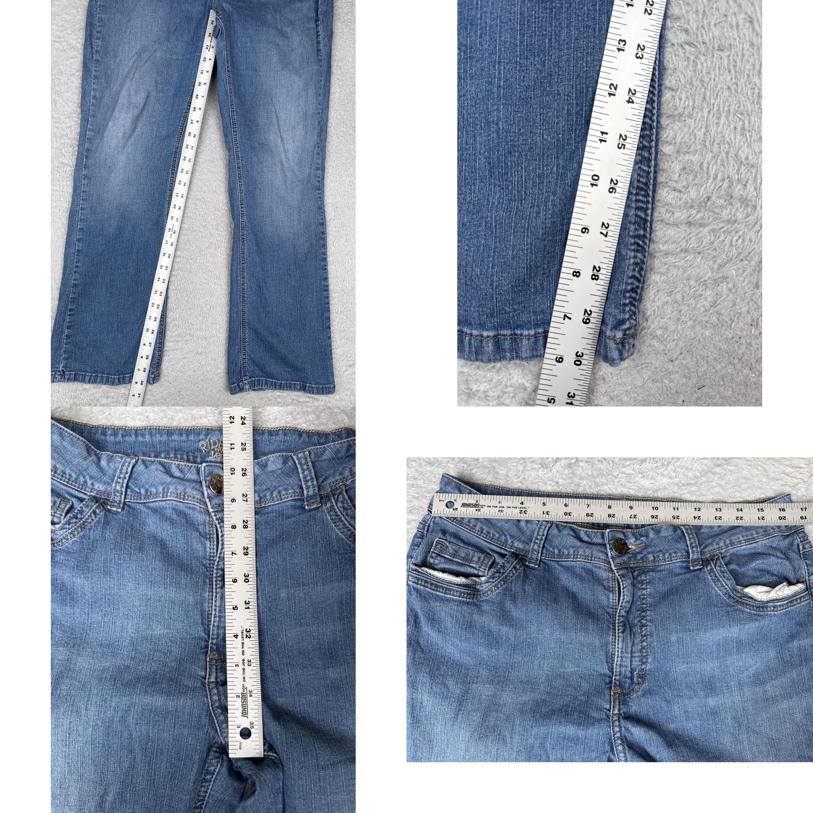 Vintage Riders by Lee Jeans Womens Bootcut Denim 32x31 Medium Blue Mid Rise 5-Pocket Embroidered Studded Modern Stretch Size 24" / US 00 / IT 34 - 8 Thumbnail