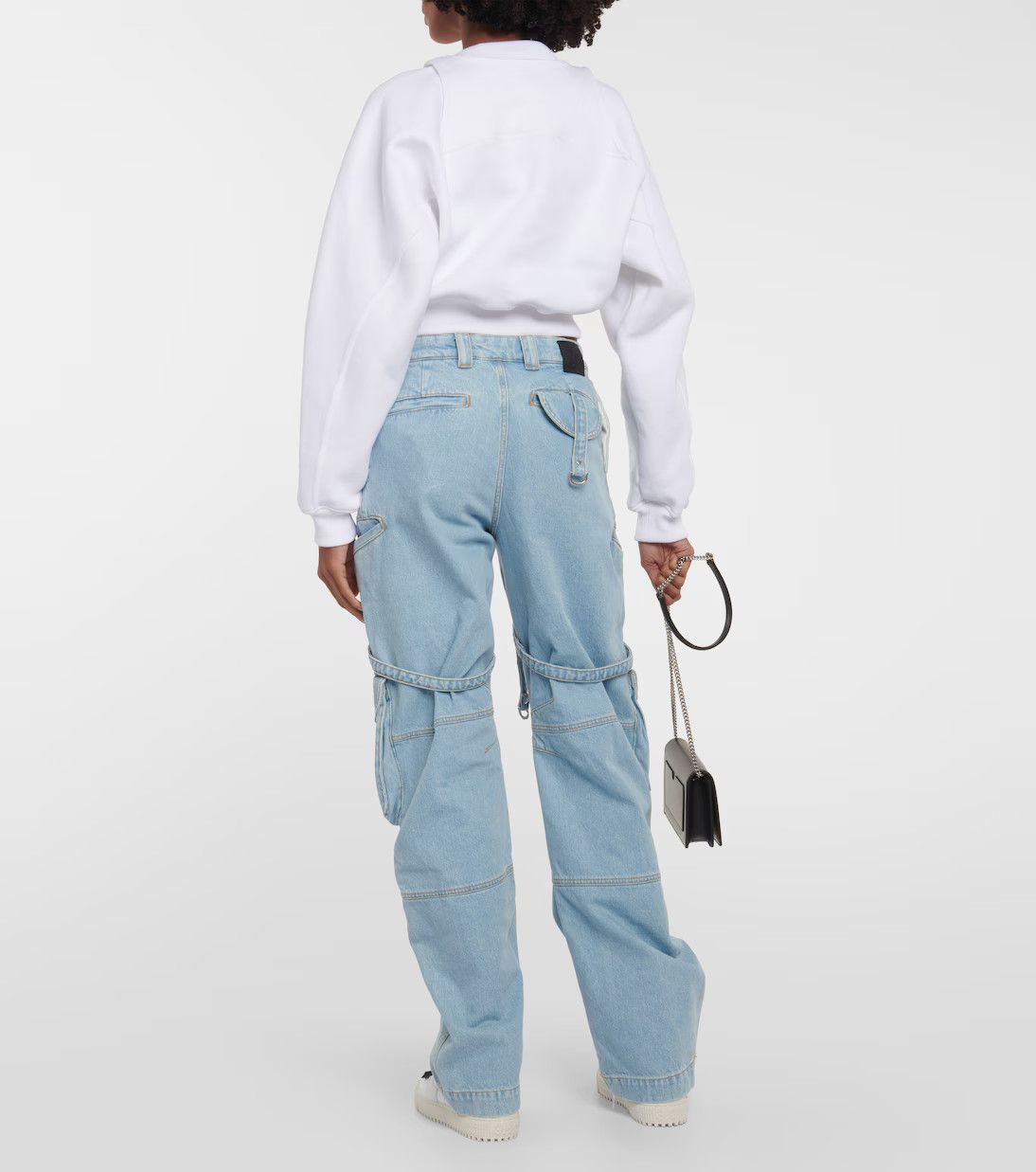 Off-White o1mle0425 Off Stamp Round Crop Crewneck T-Shirt in White Size S / US 4 / IT 40 - 3 Thumbnail