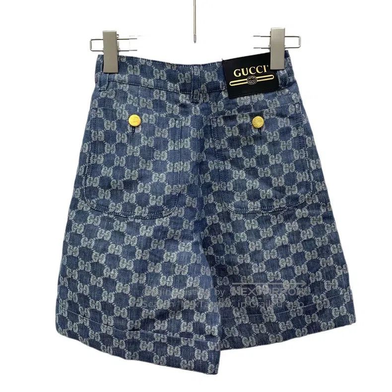 Gucci Gucci Blue logo jacquard full print linen casual shorts Size 24" / US 00 / IT 34 - 2 Thumbnail
