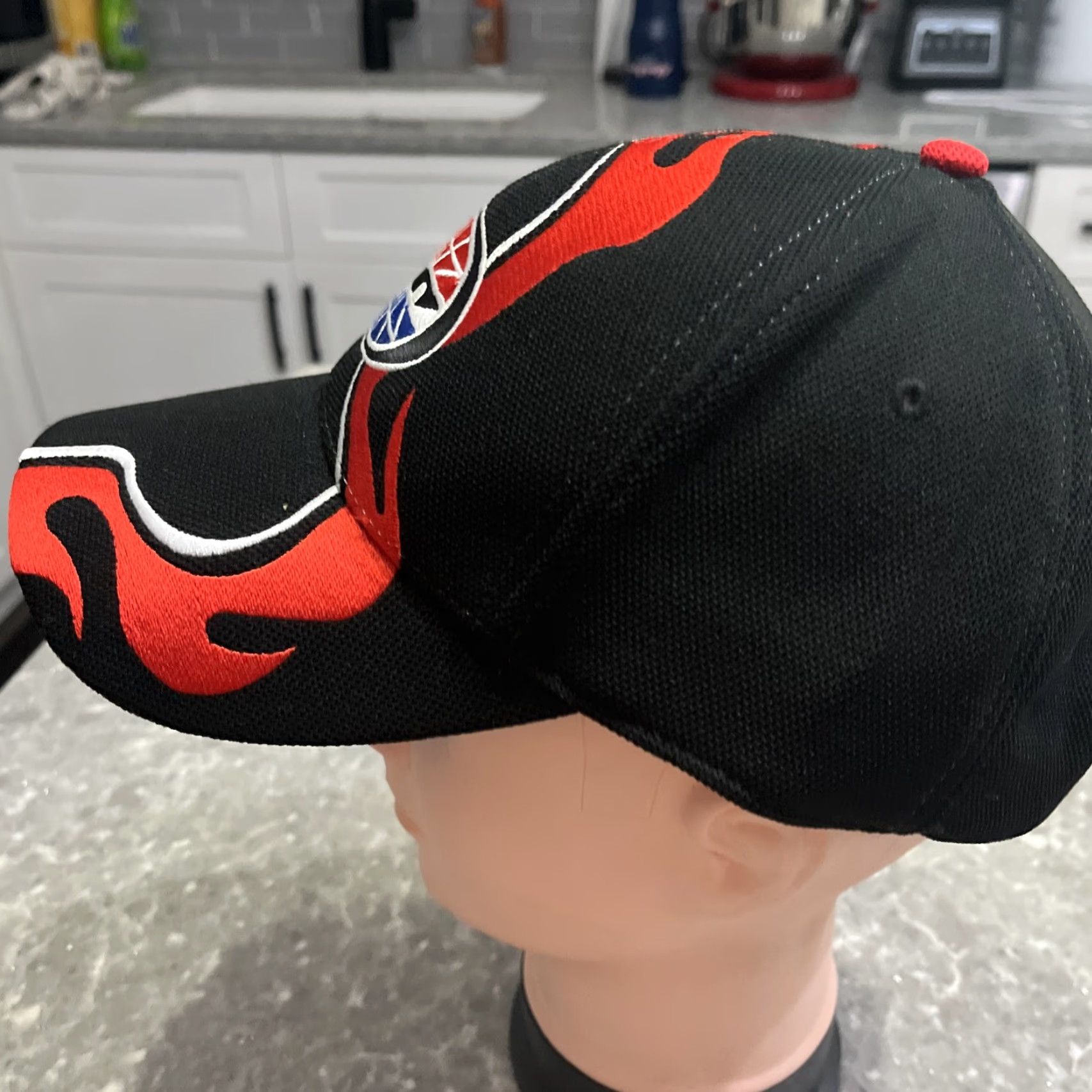 Vintage Lowe’s Motor Speedway Black Red Baseball Cap Hat Men Adjustable Dad Flames Racing Cap Size ONE SIZE - 2 Thumbnail