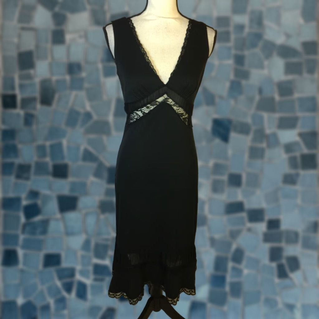 VINTAGE Express Dress Sz 5/6 Womans Black Lace Trim Y2K 90's Rory Gilmore  Girls